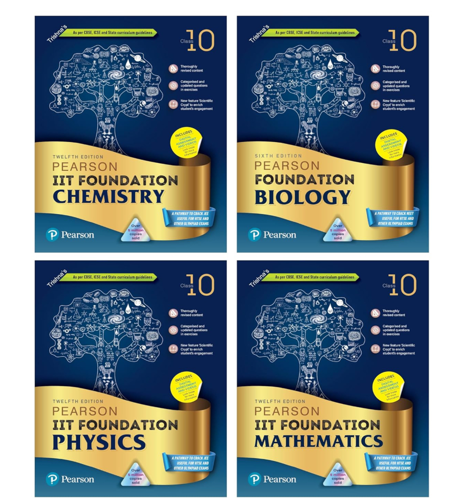 Pearson IIT Foundation- Physics+ Chemistry + Biology + Maths Class 10 for JEE, NTSE, Olympiad| Revised CBSE|Free access to elibrary & Myinsights Self Preparation - 6th Edition 2024 By Pearson 