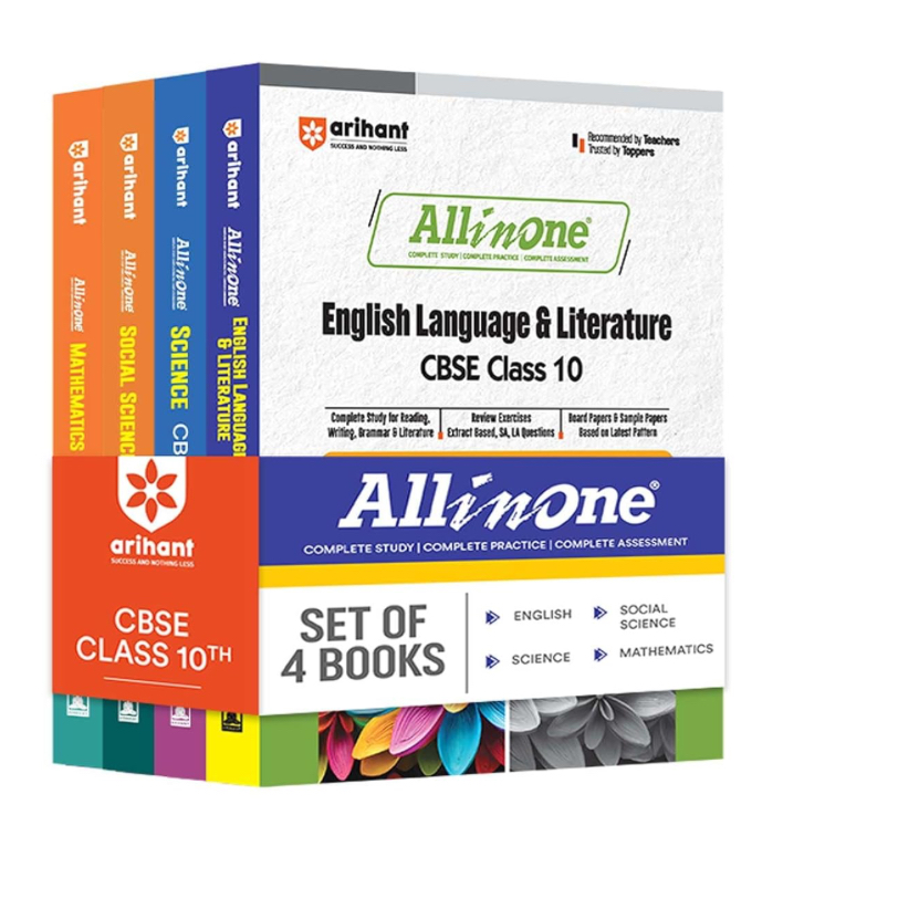 All In One Class 10th Science, Mathematics, Social Science, English for CBSE Exam 2025 (Set of 4 Books)