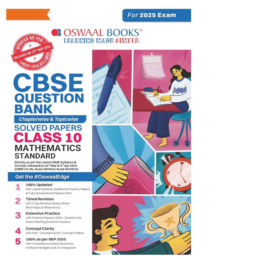 Oswaal CBSE Question Bank Class 10 Mathematics Standard, Chapterwise and Topicwise Solved Papers For Board Exams 2025