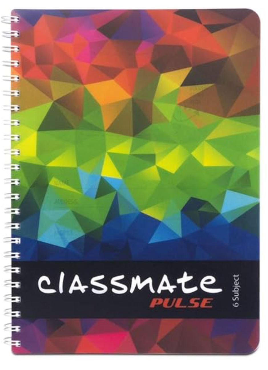 Classmate Pulse 6 Subject Spiral Notebook - Pack of 1 | Single Line | 300 Pages | A4 - 29.7cm x 21.0cm | Attractive Cover Designs | Soft Cover |