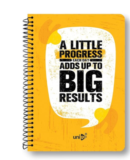 Unigo A4 Size Spiral Notebook, Single Line Ruled, Bright & Smooth Paper, 29.7 x 21 cm, (200 Pages, Uni-15)