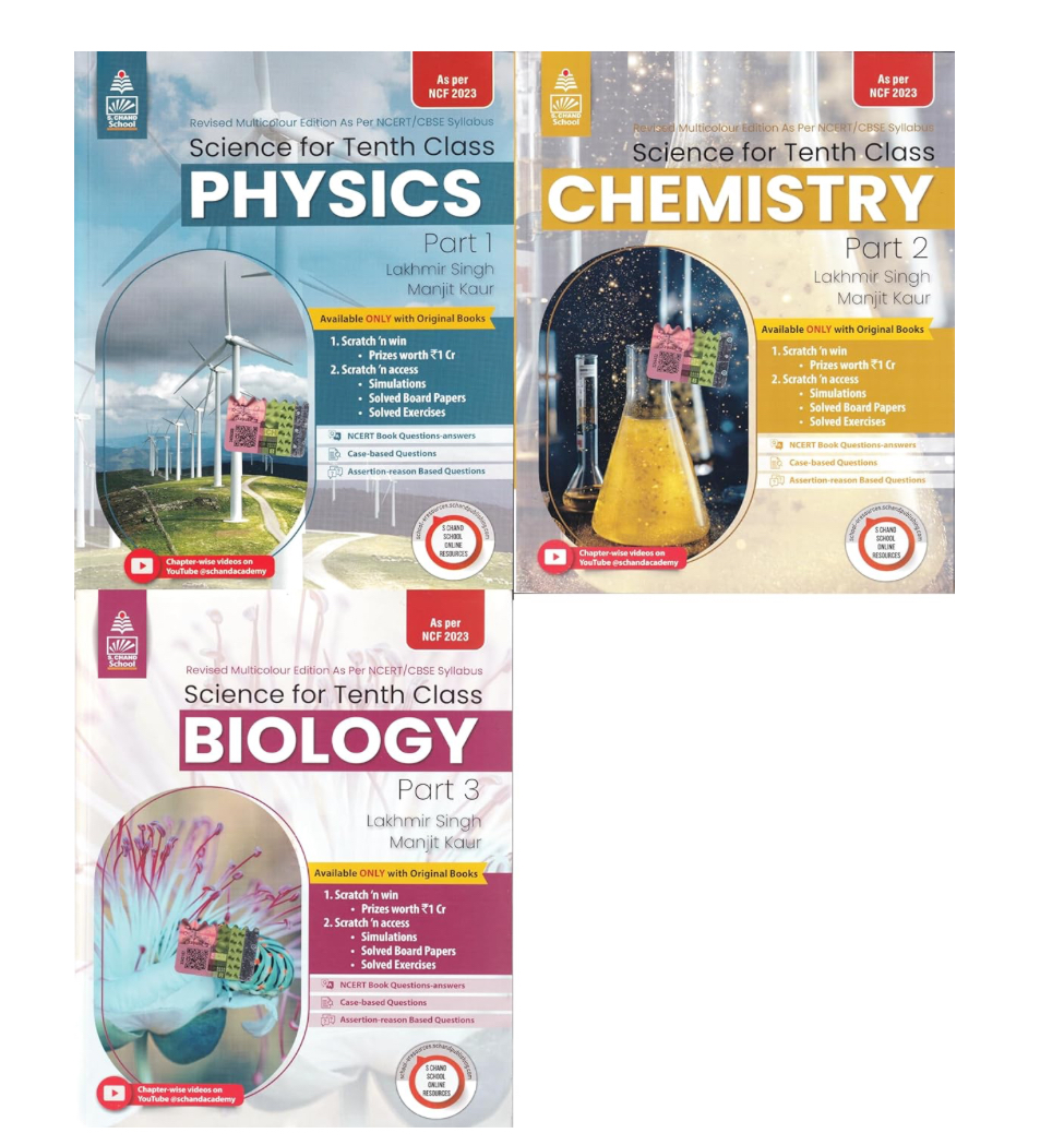 Combo Pack: Lakhmir Singh Class 10 Science (Physics, Chemistry, Biology) - 2024-25 Examination