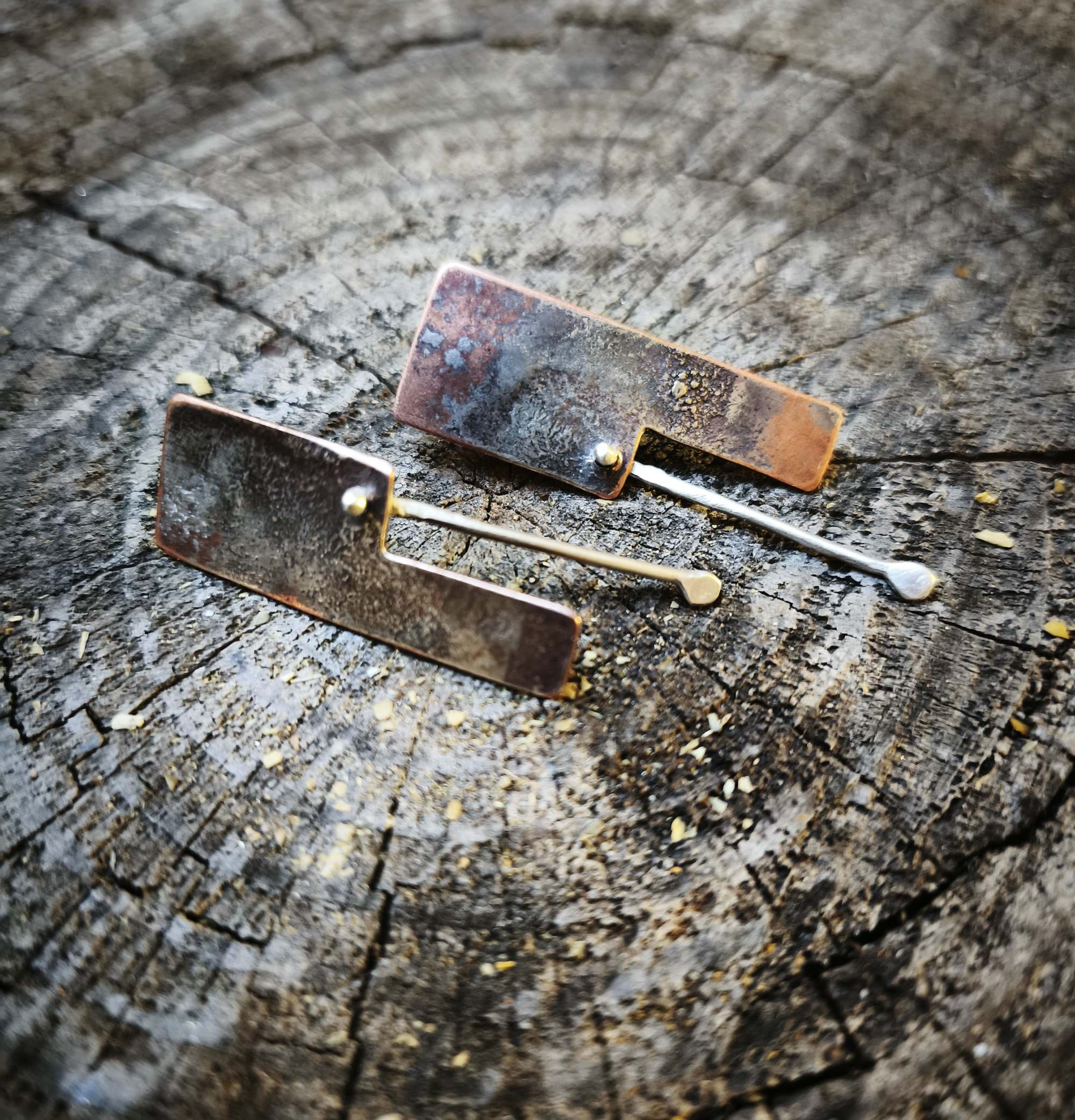 Pendientes de Cobre patinado
