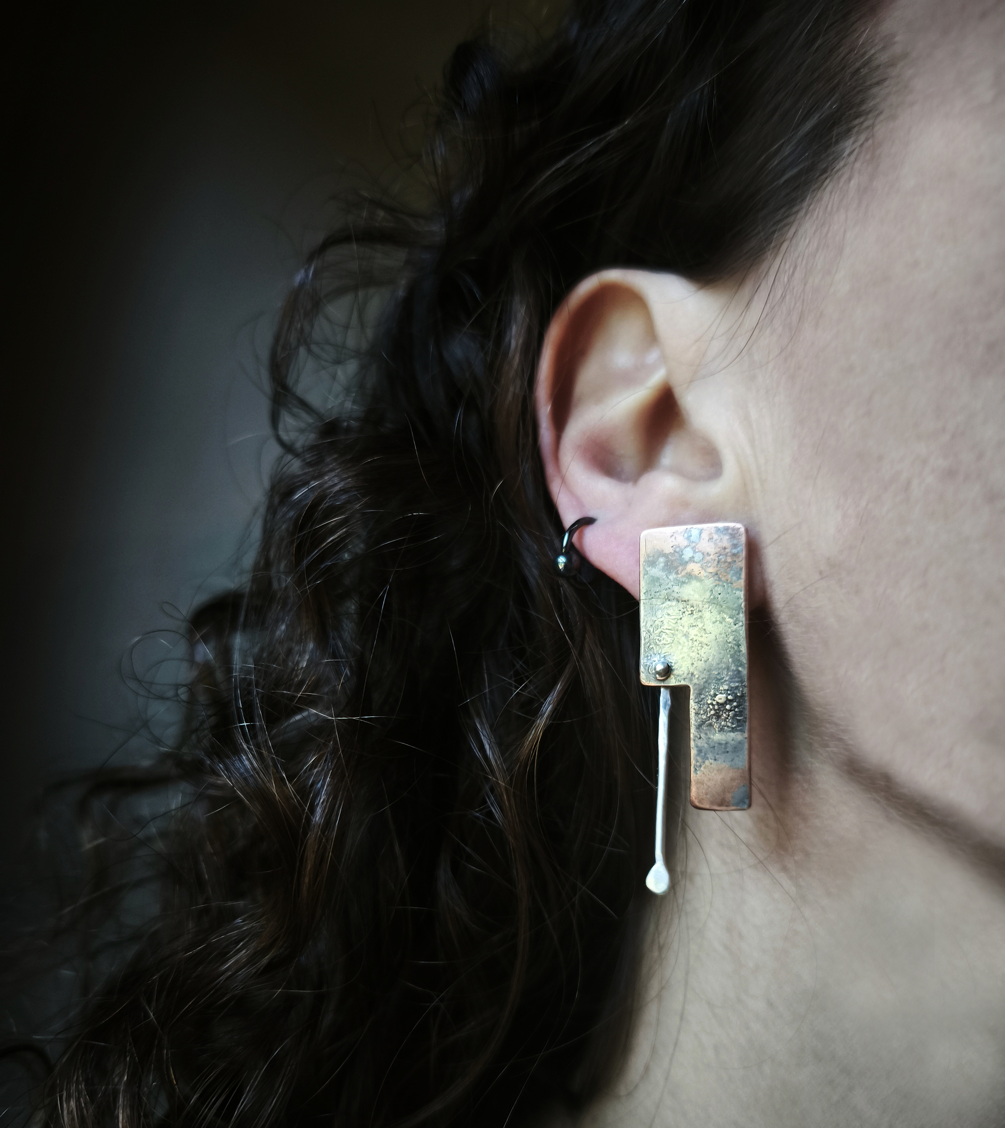 Pendientes de Cobre patinado