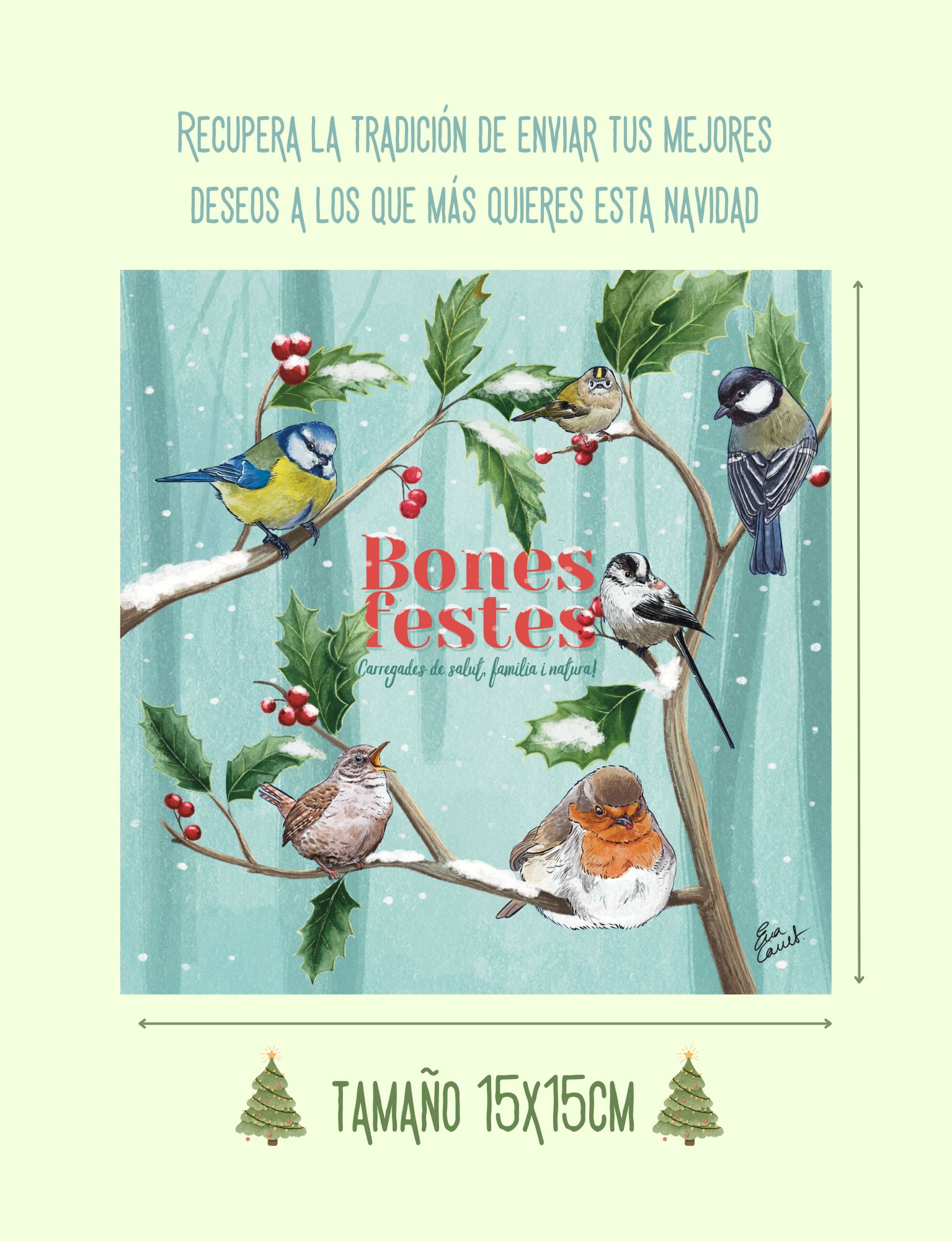 Postal de navidad pajarera 
