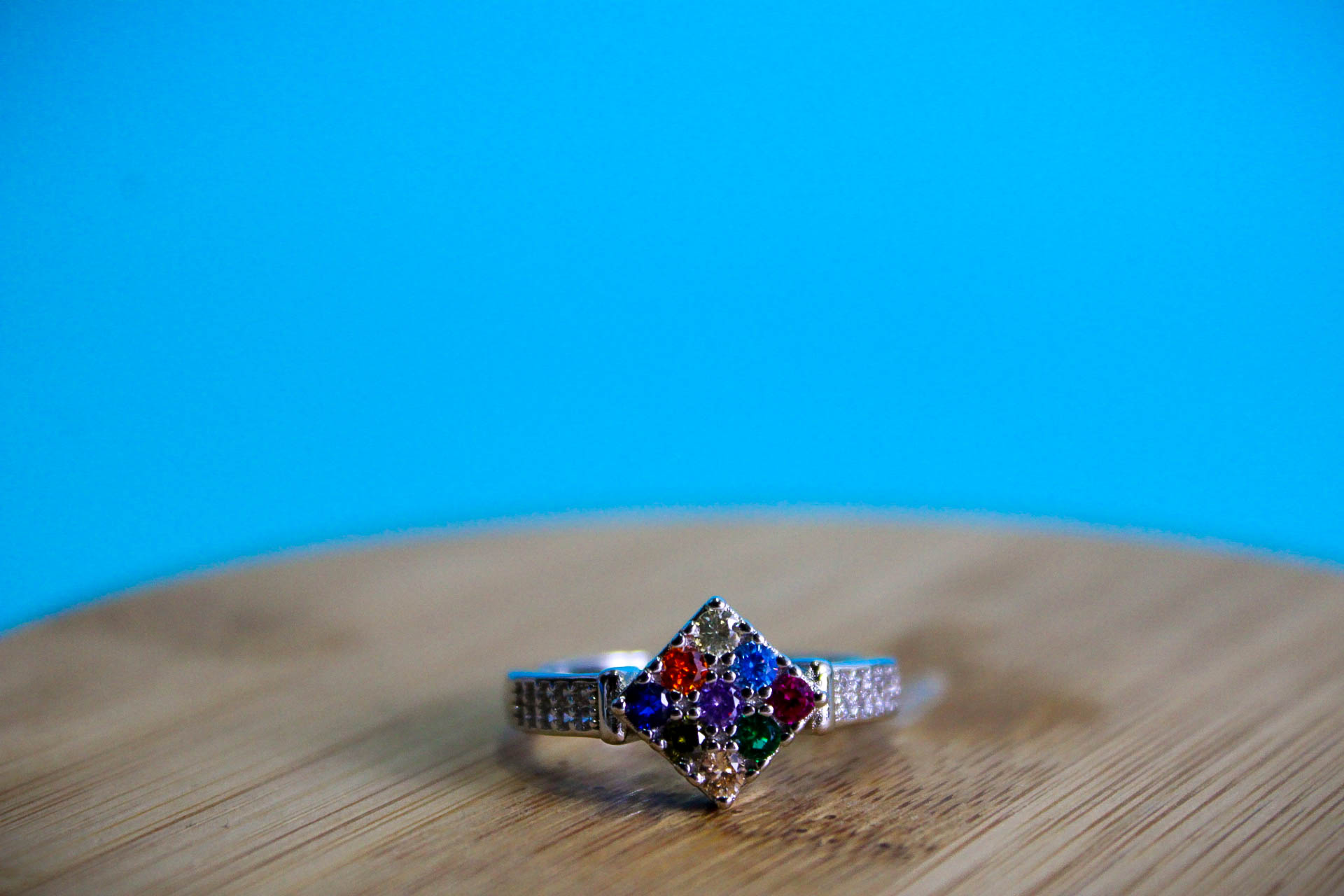 Silver Navaratna Gemstone Ring
