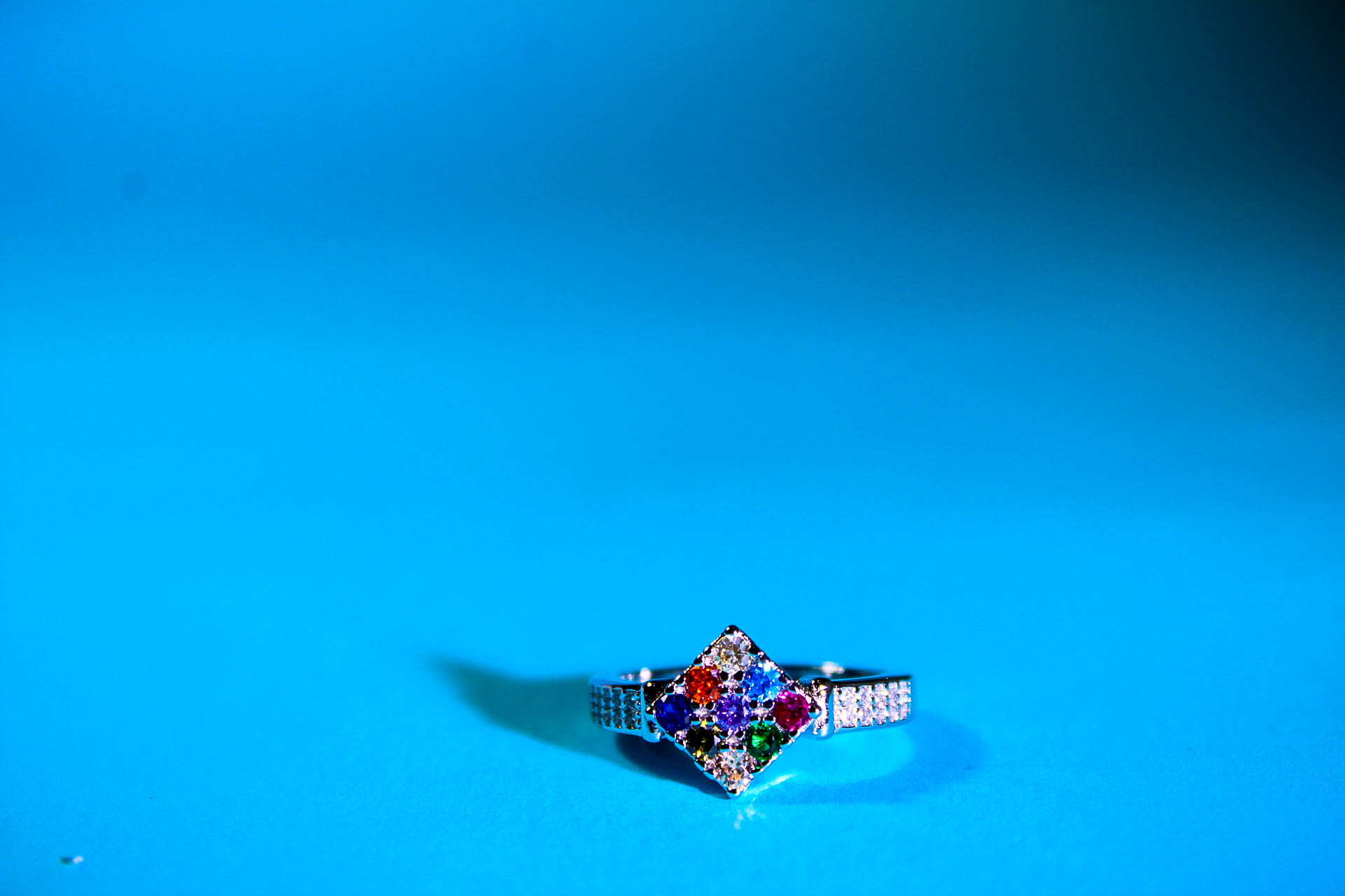 Silver Navaratna Gemstone Ring