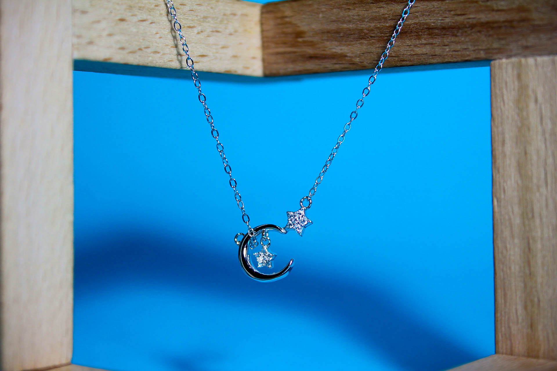 Silver Moon and Star Necklace