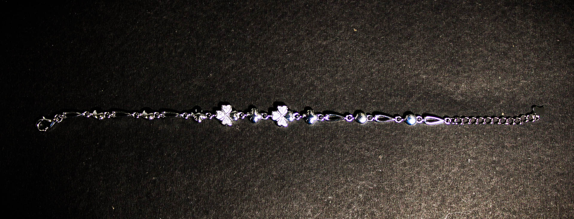 Silver Bracelet with Black and Clear Stones