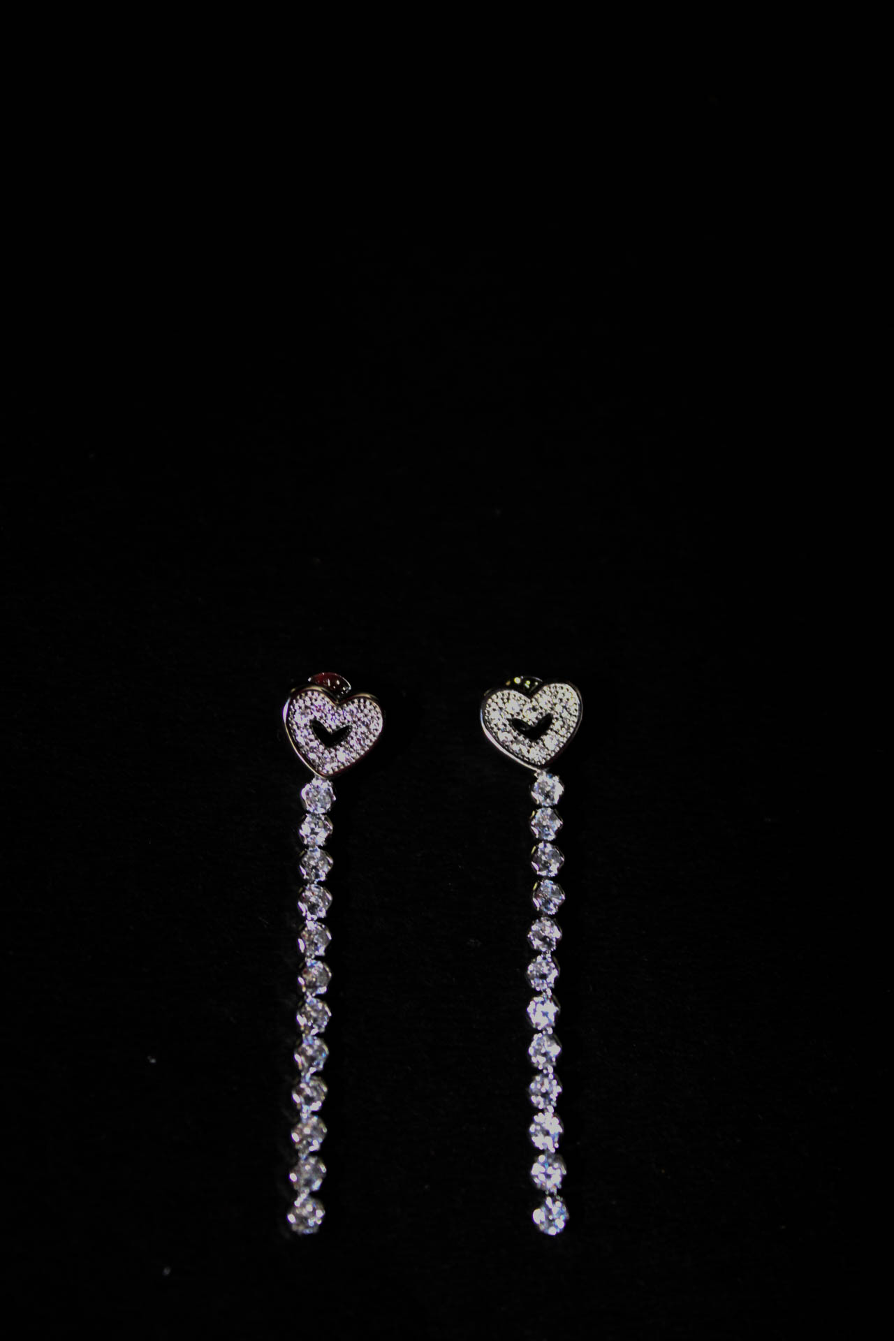 Heart Shaped Diamond Drop Earrings