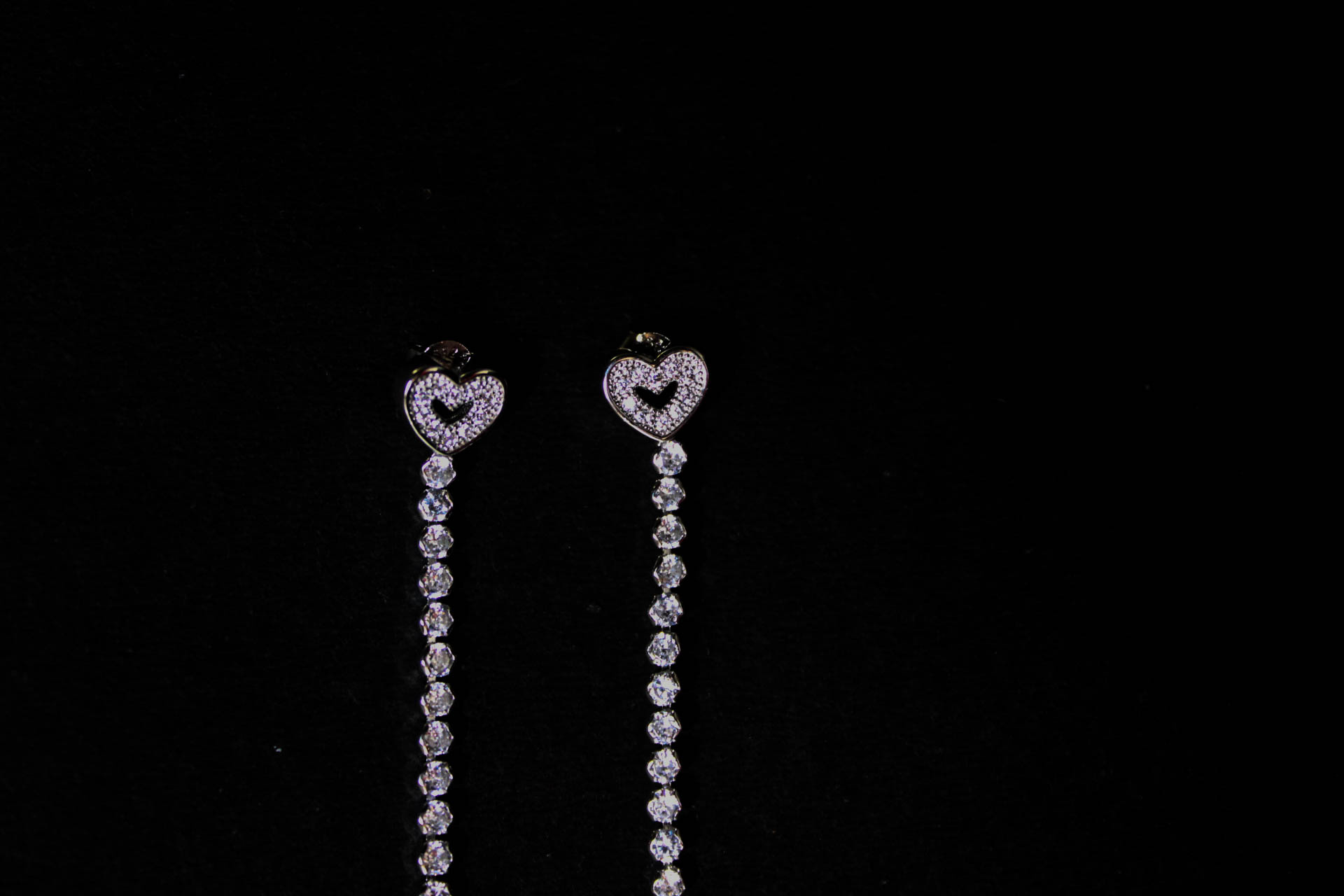 Heart Shaped Diamond Drop Earrings