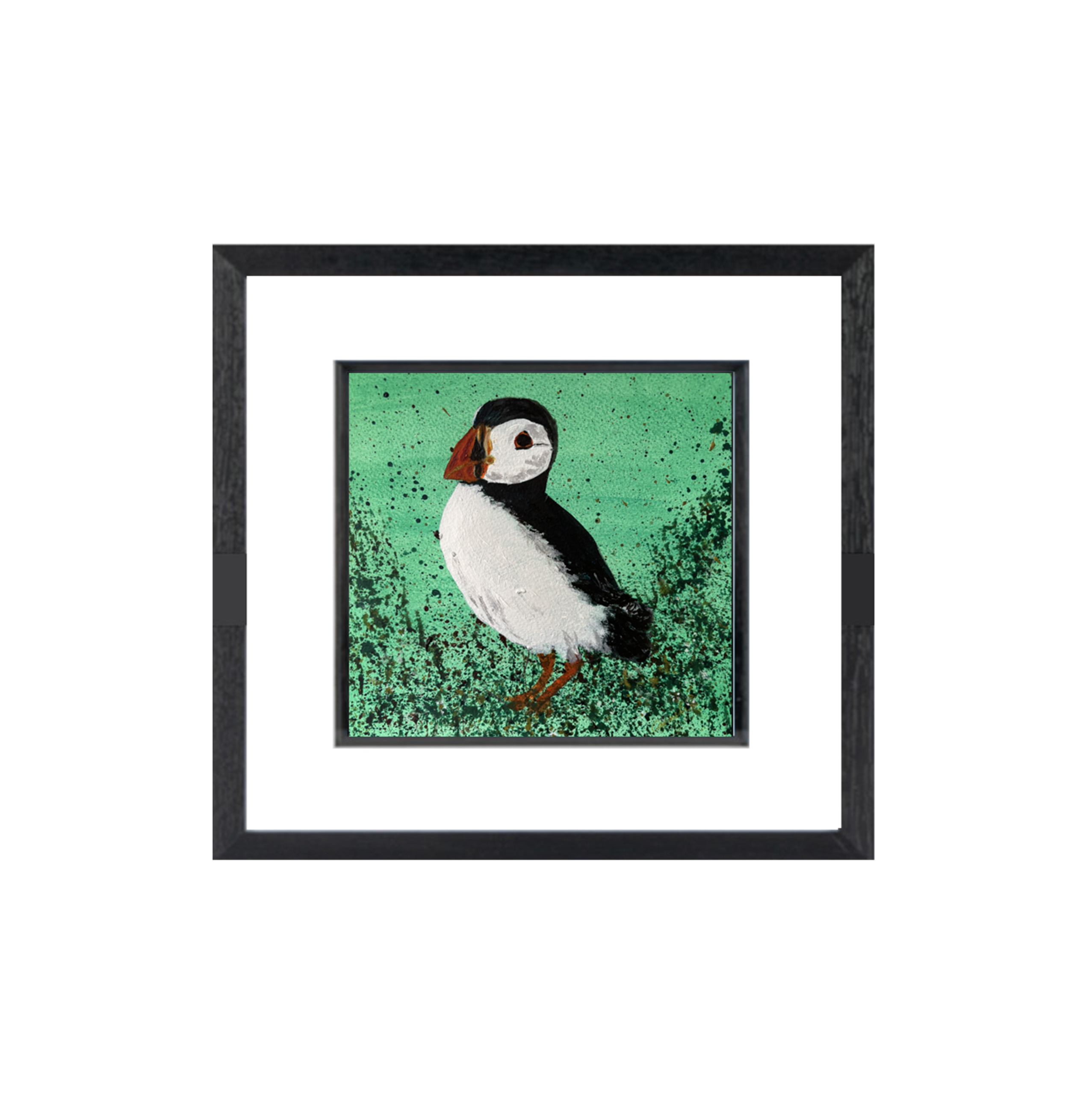 Standing Puffin Framed Print 8" x 8"