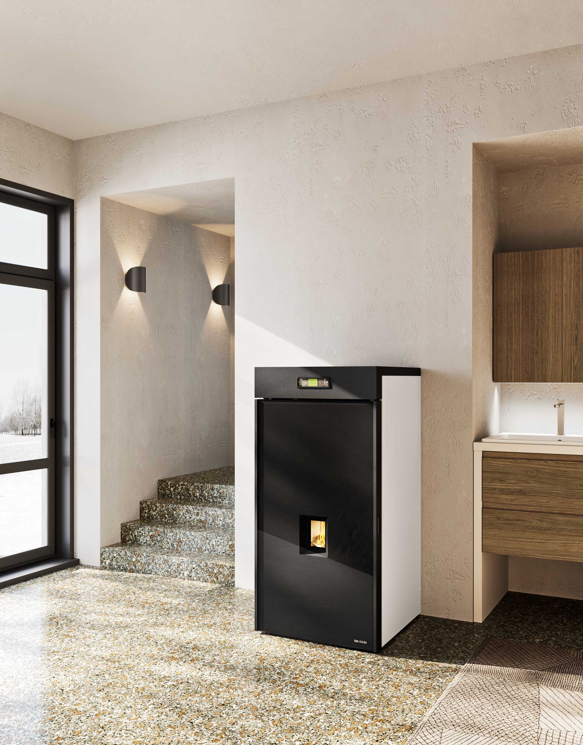 Granulinis krosnelė - katilas Eva Calor  Neva 24 kW