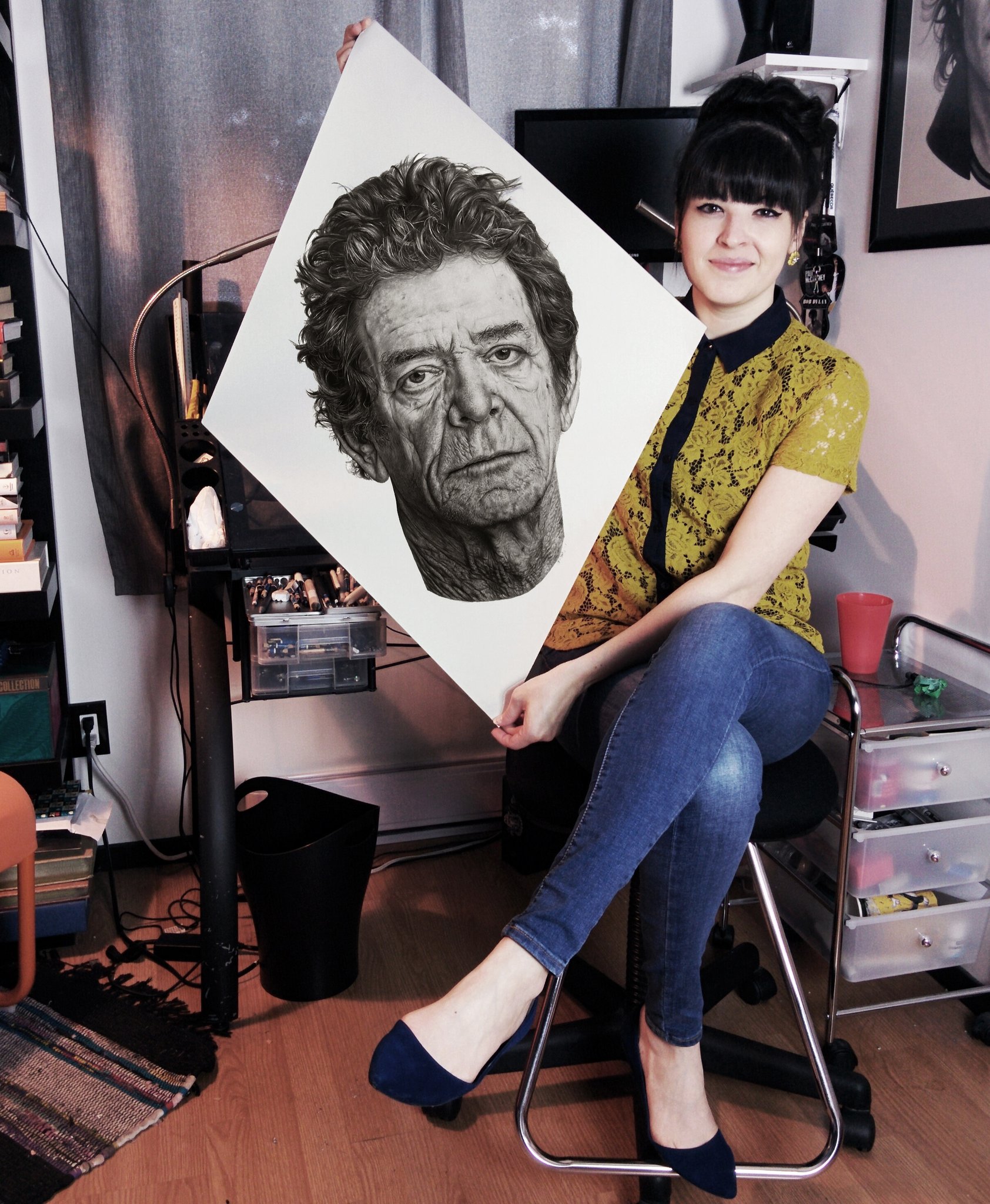 Original pencil drawing of Lou Reed