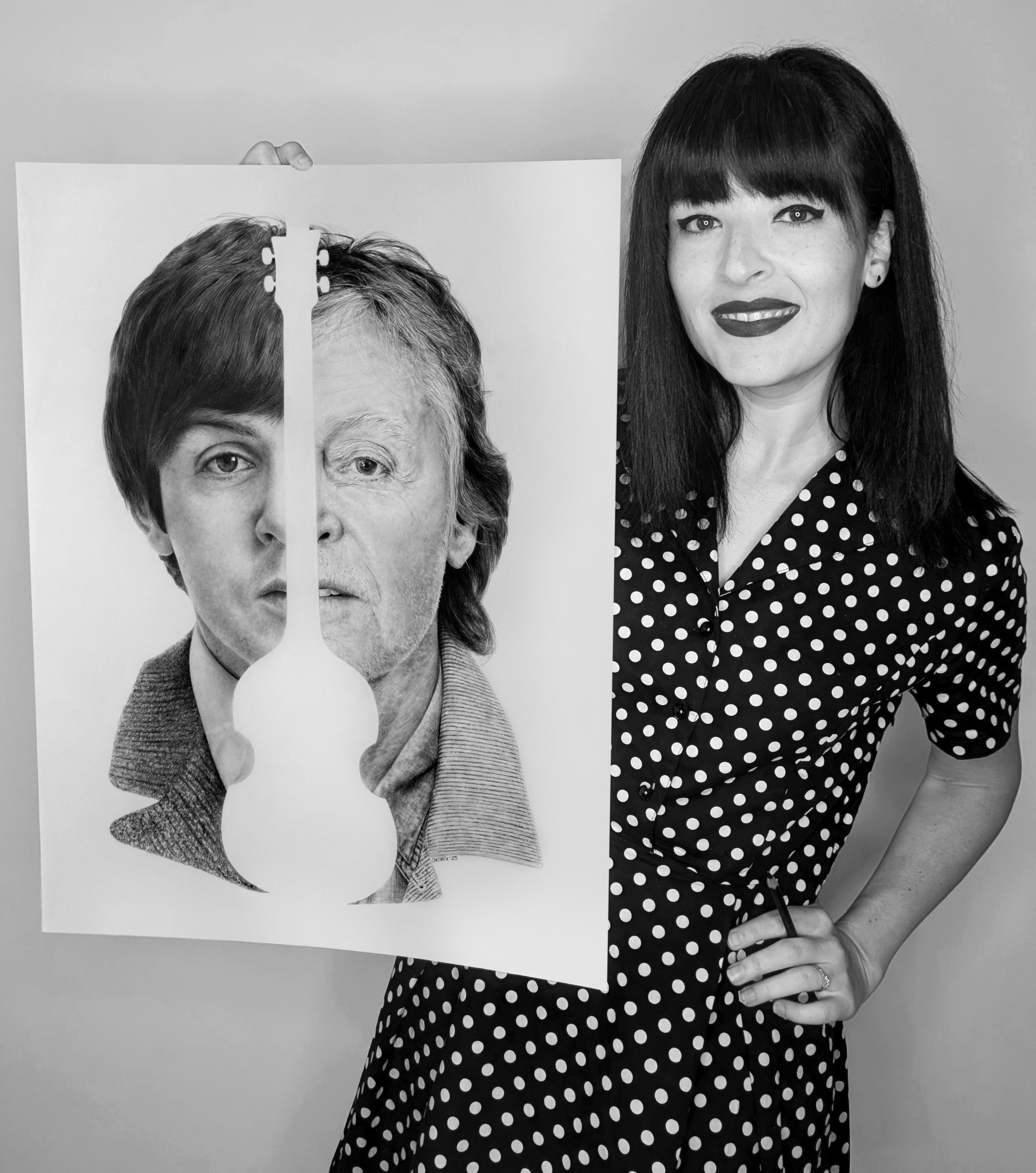 Original pencil drawing of Paul McCartney (Yesterday and Today)
