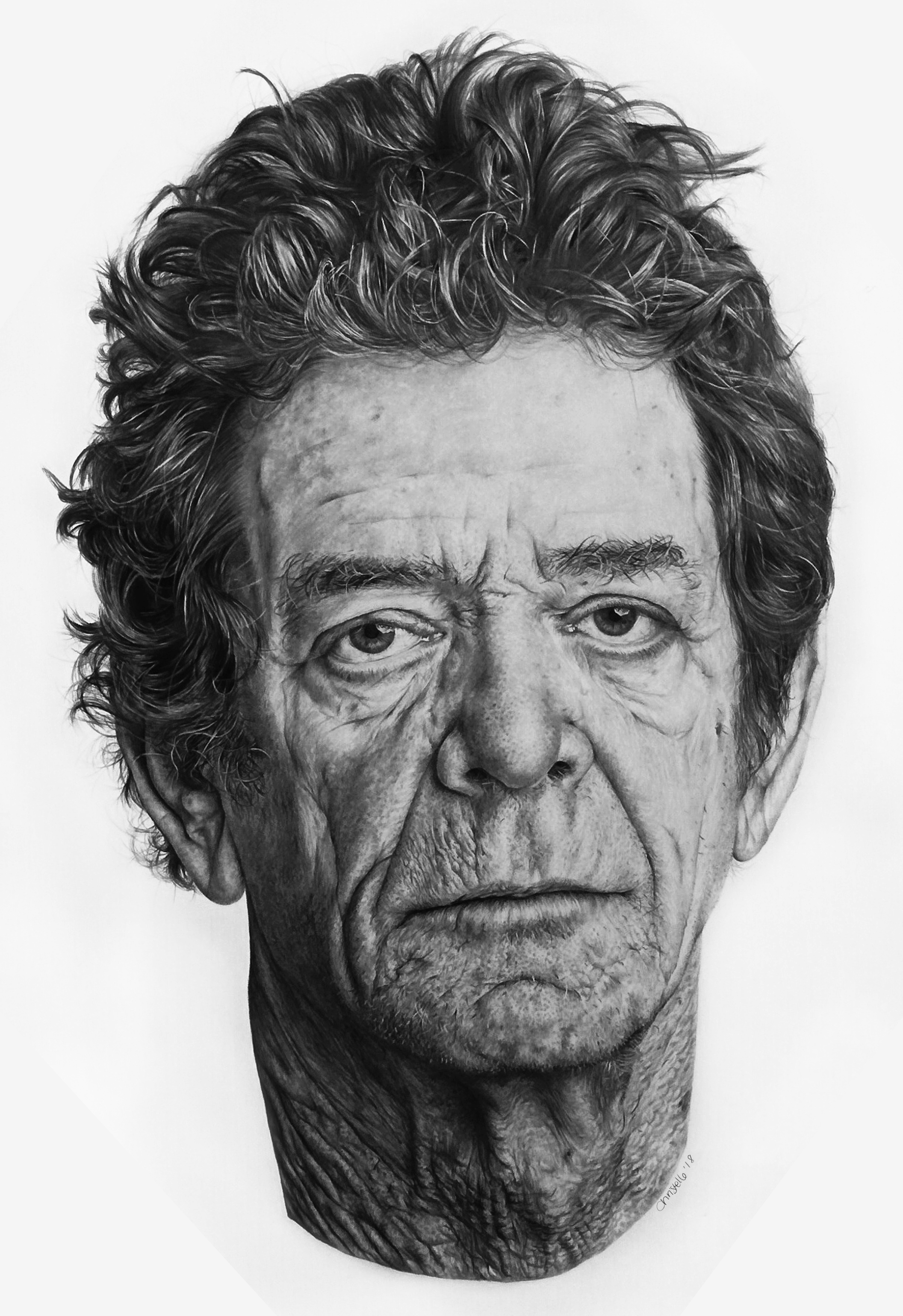 Original pencil drawing of Lou Reed