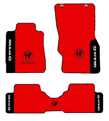 Tappetini Giulia LOGO Q4 - Sportline Rossi - Set 6 