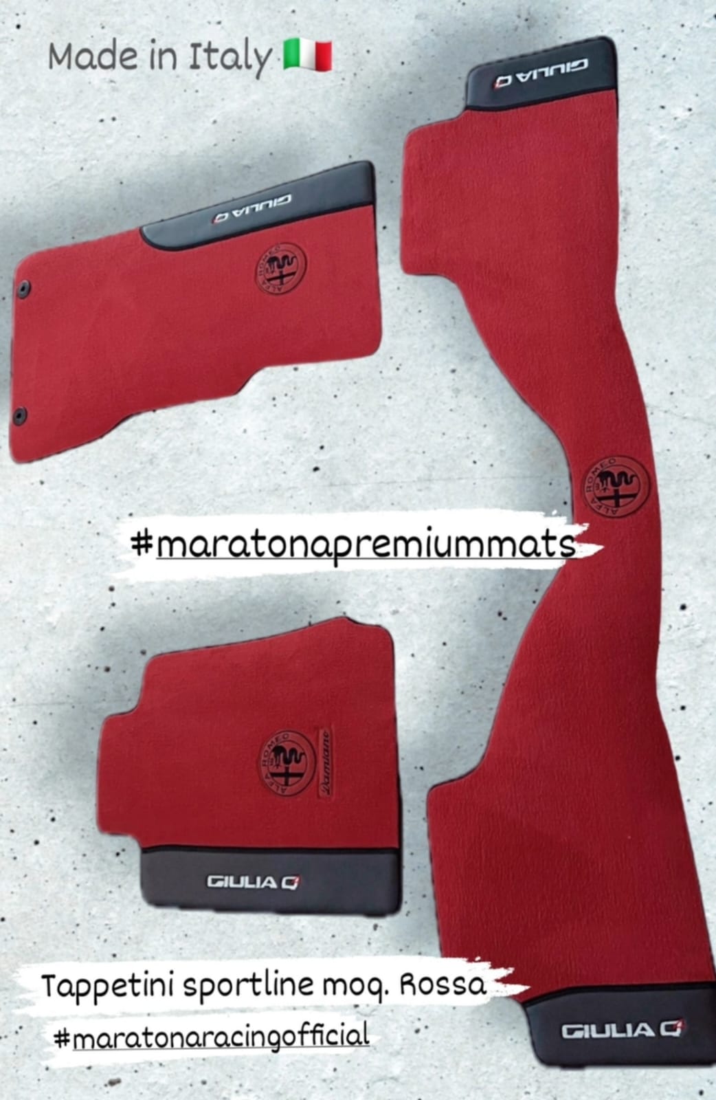 Tappetini Giulia LOGO Q4 - Sportline Rossi - Set 6 