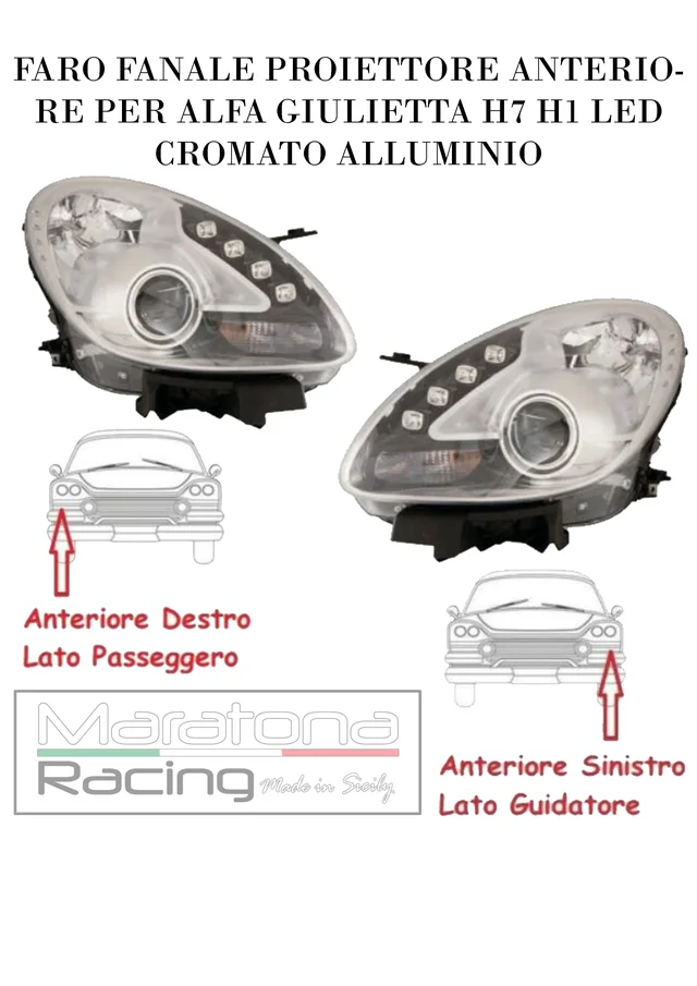 FARO FANALE PROIETTORE ANTERIORE PER ALFA GIULIETTA - CROMATO ALUMINIO
