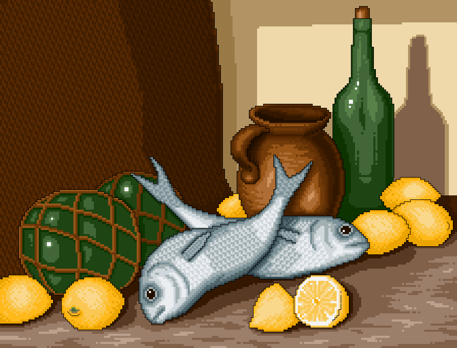 Bodegón con peces y limones