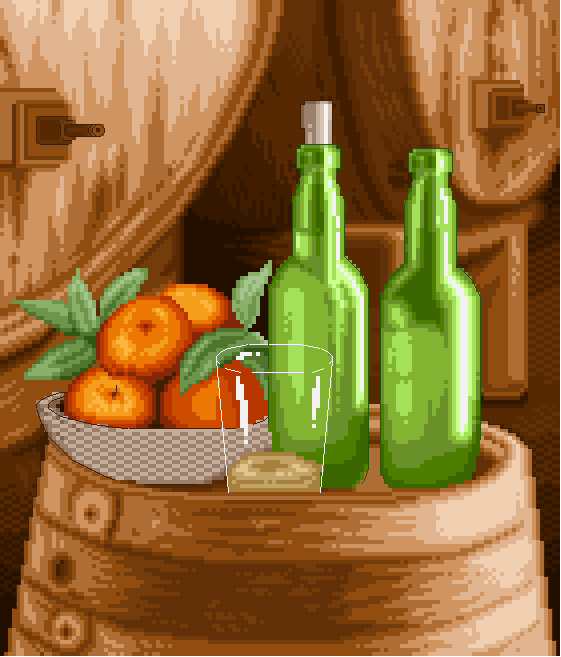Bodegón con sidra y barriles