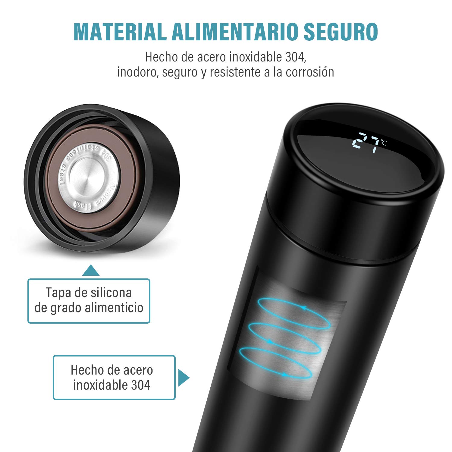 MatchlessGiftz® Smart LED Temperature Display Stainless Steel Water Bottle (500ml)