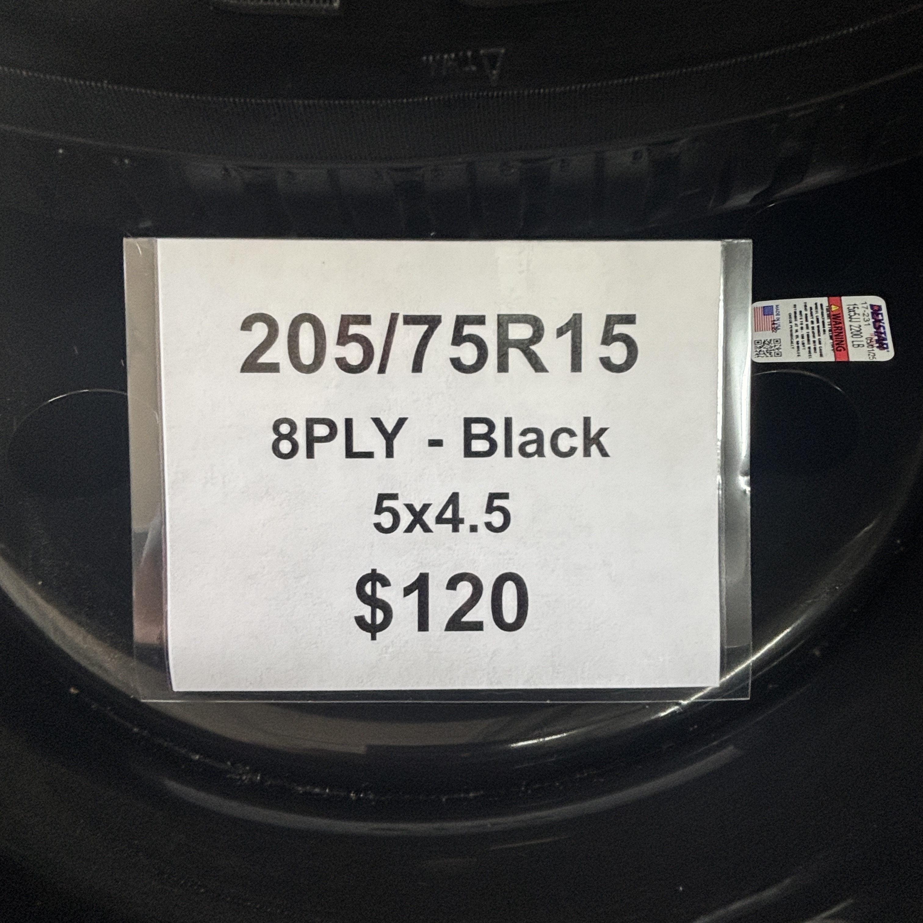 205/75R15 5x4.5 8 Ply