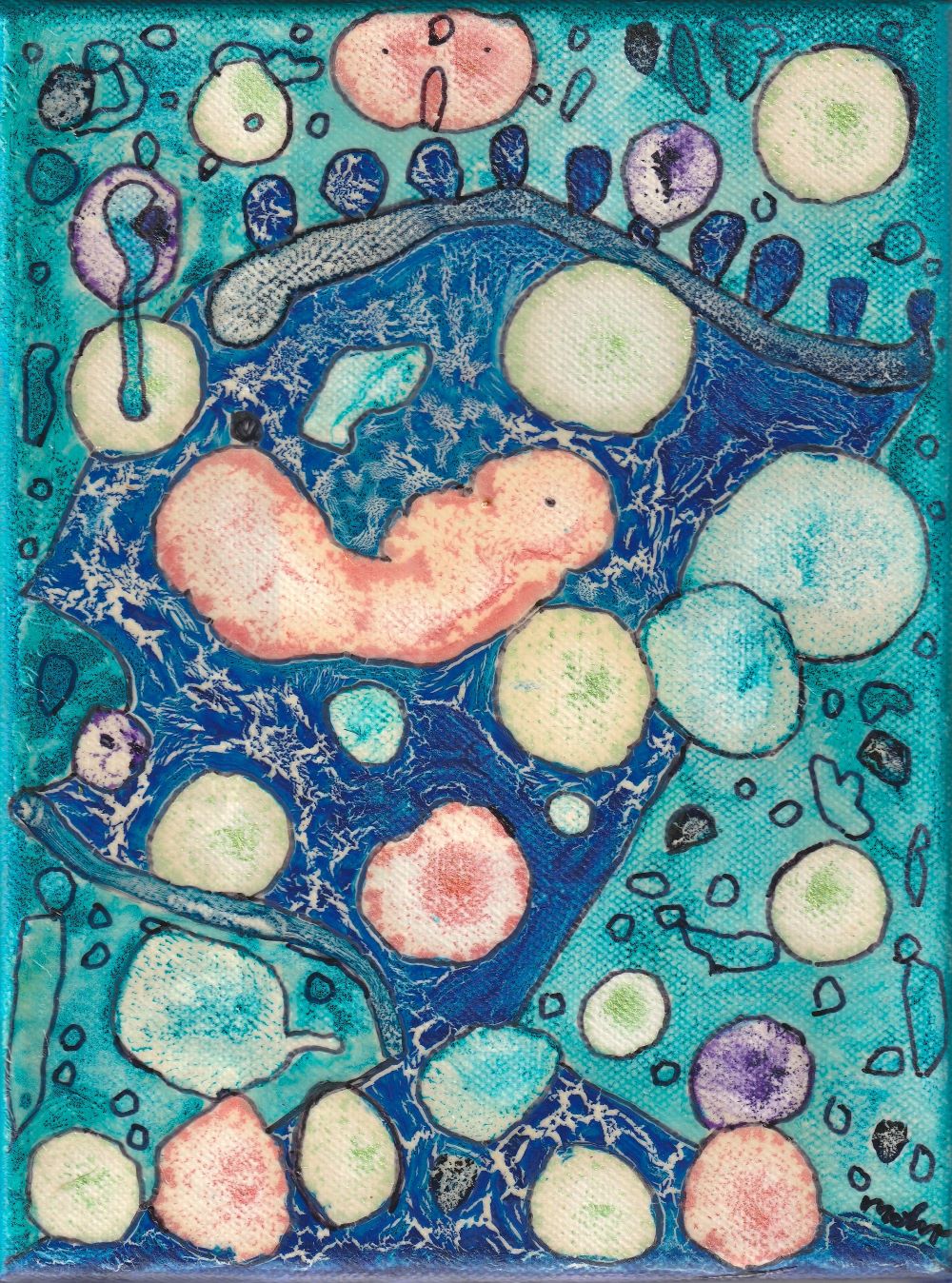 Kleines Ölgemälde mit dem Titel "Rückblick auf die vergangenen Wunder"