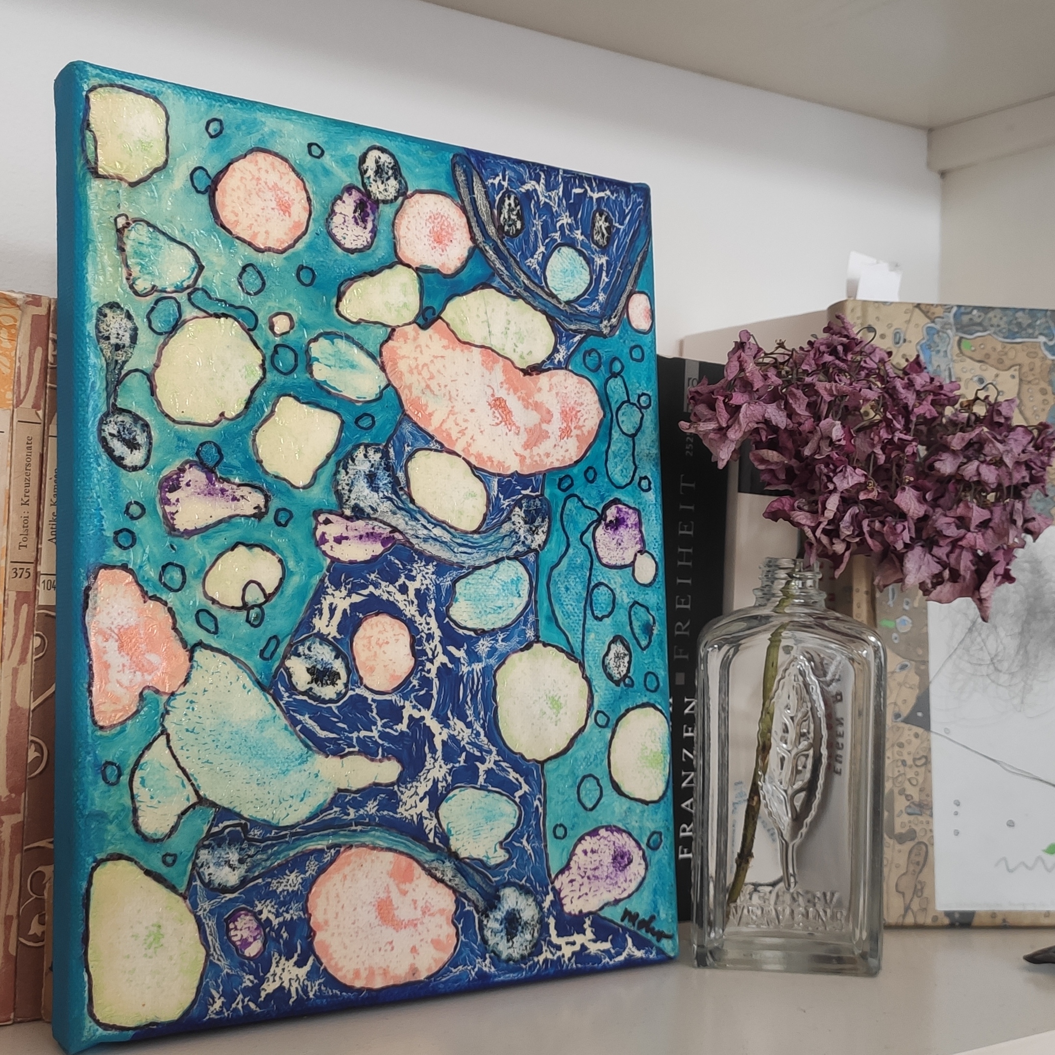 Ölbild auf Leinwand mit dem Titel "Der Schritt in die Nacht"