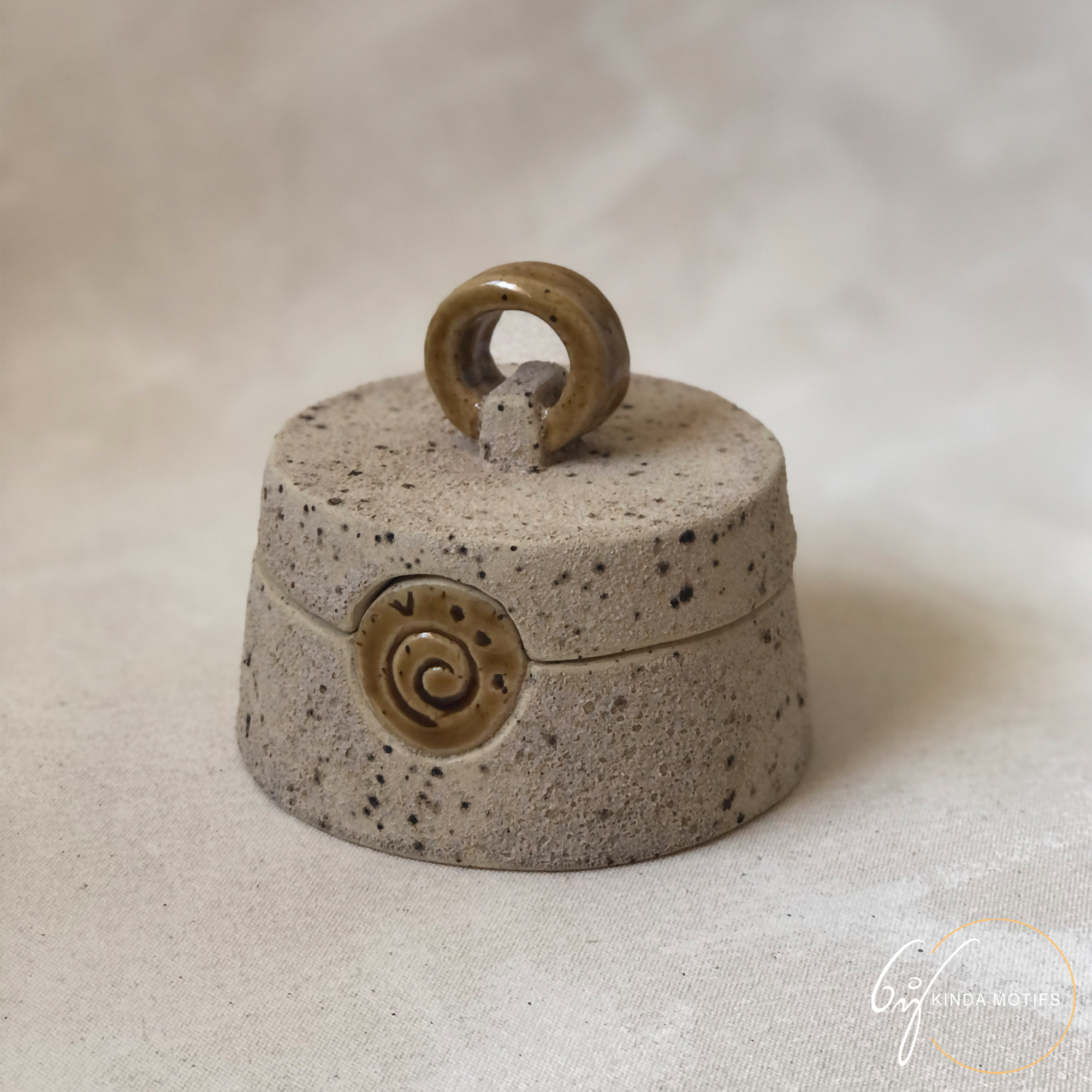 Handmade Off White Pottery Box With Rough Texture