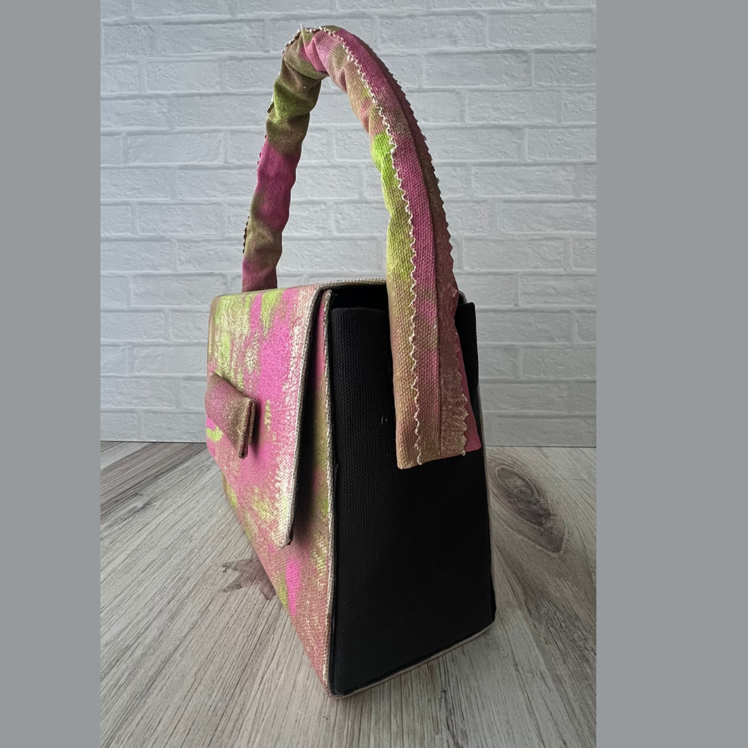 Handcrafted Pink and Green Handbag 