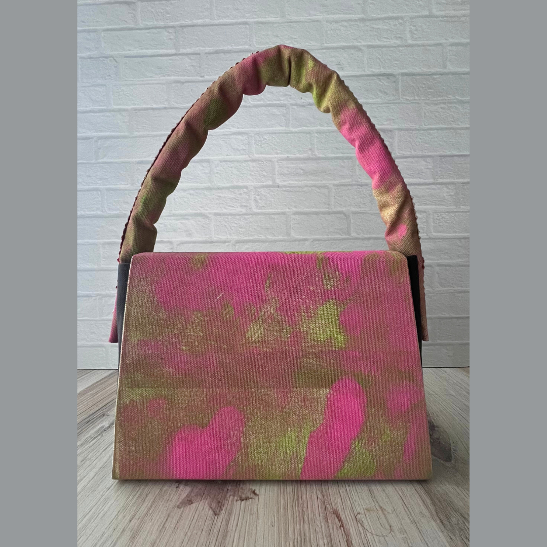 Handcrafted Pink and Green Handbag 