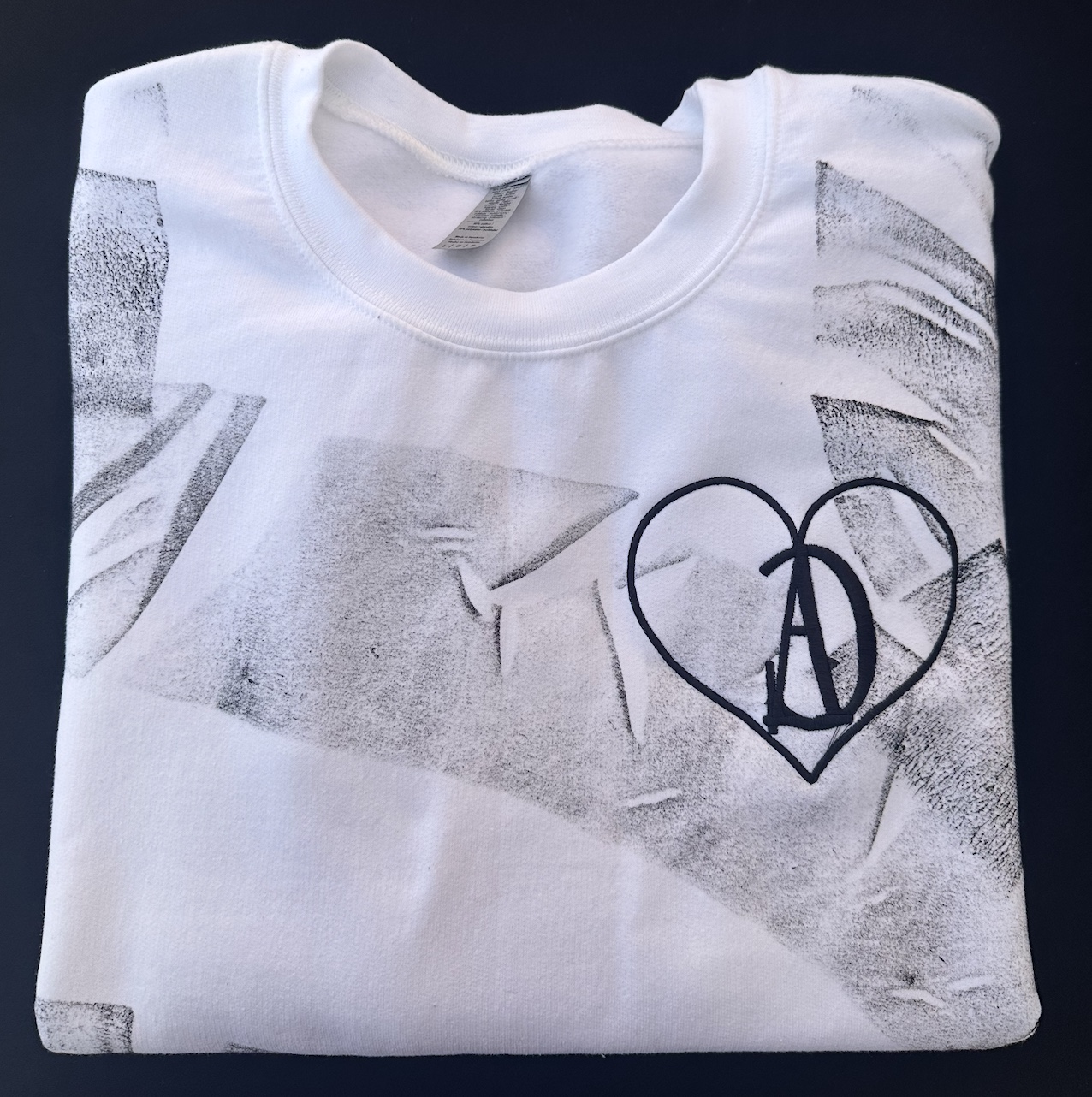 White Graphic Heart Crewneck