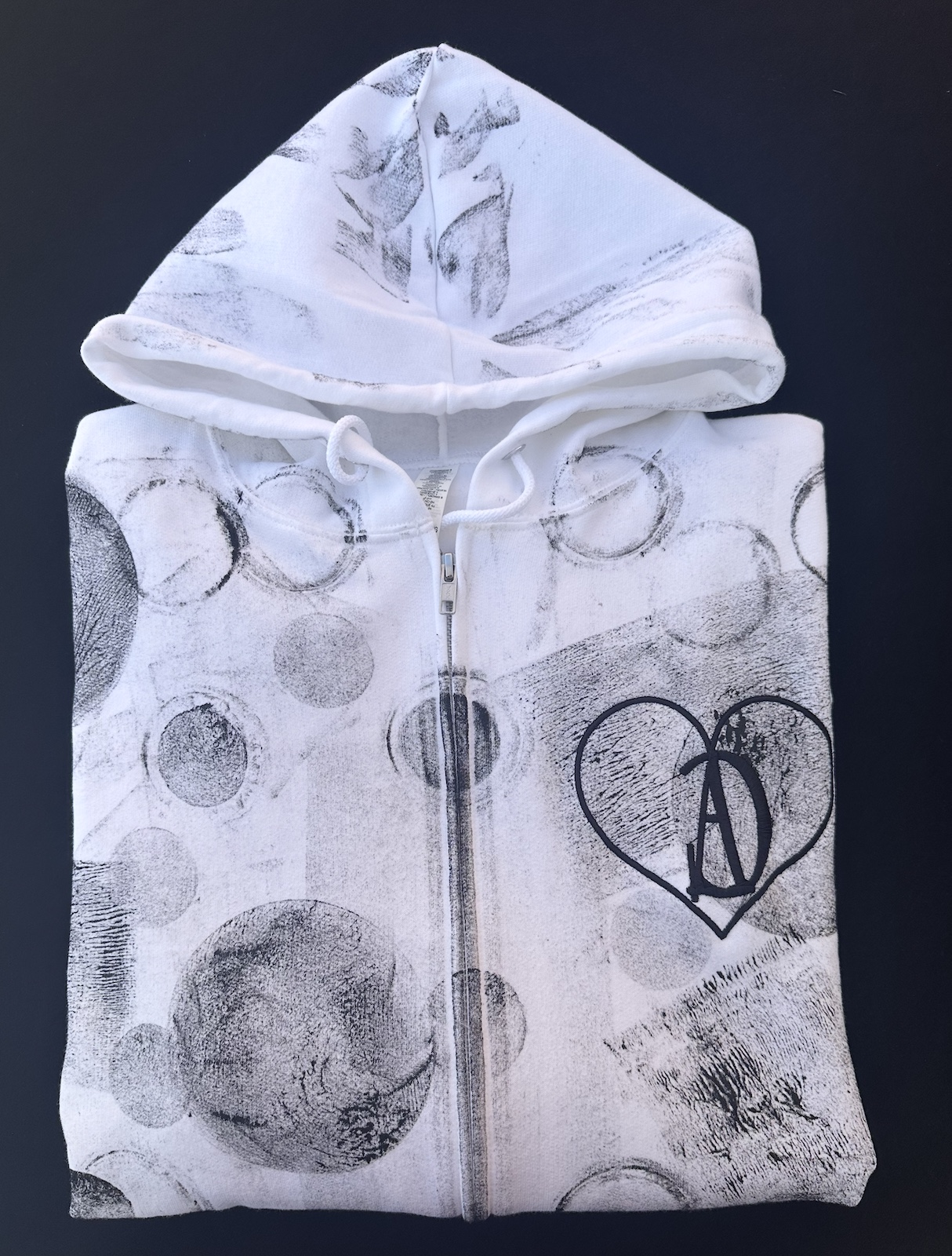 Love Angelique White Artistic Zip-Up Hoodie