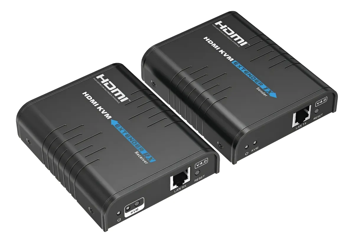 Kit extensor KVM (HDMI y USB) hasta 120 metros / Resolución 1080P @ 60 Hz / Soporta STP y UTP CAT6 / Soporta Switch Gigabit para control KVM múltiple / Soporta hasta 253 receptores / Transmite el Video y Controla tu DVR vía USB