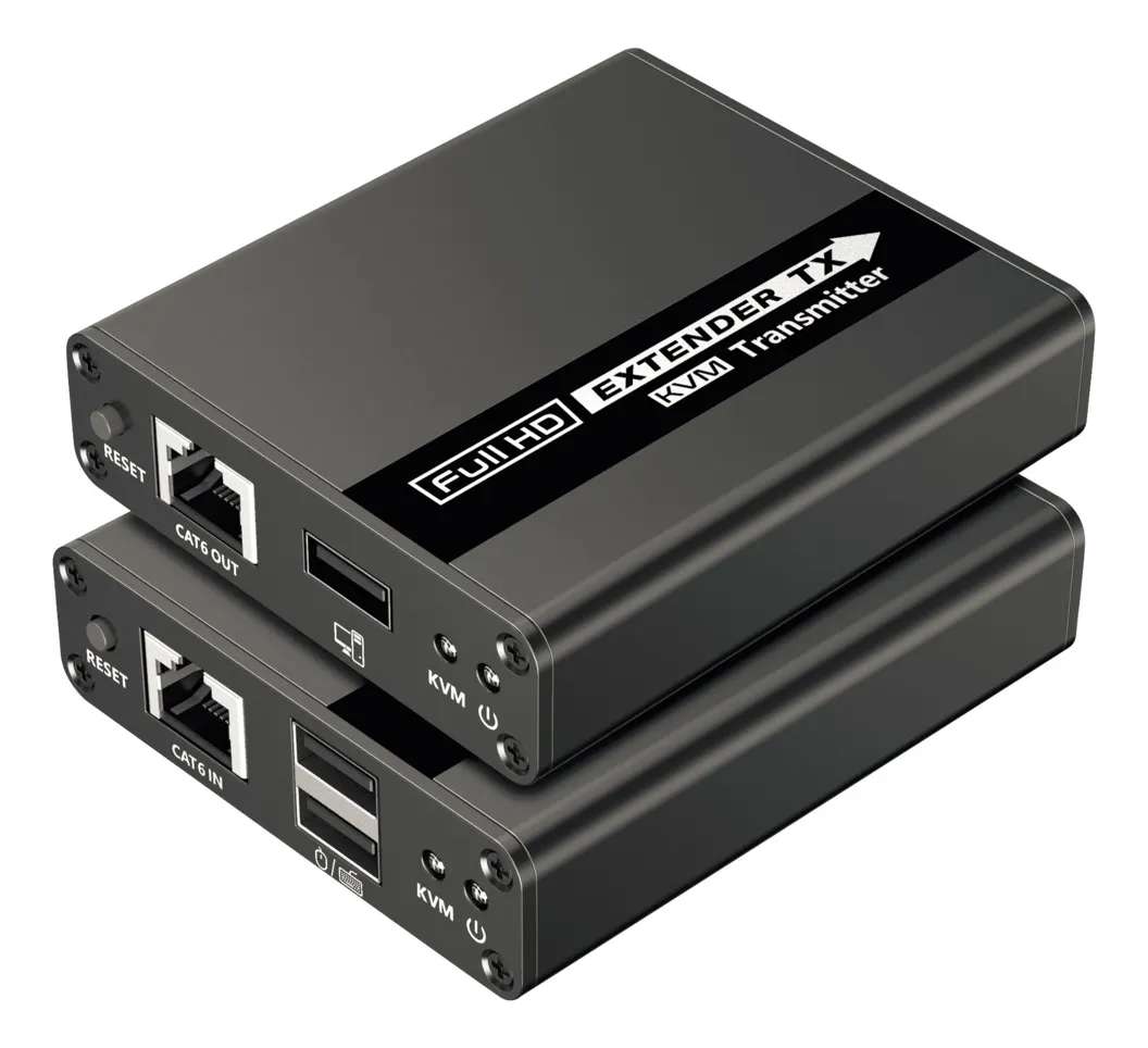 Kit extensor KVM (HDMI y USB) | 40m 4k@30Hz 40m | 1080P@60Hz | Cat 6, 6a y 7 | CERO LATENCIA | HDR | Salida Loop | Uso 24/7 | Salida de audio de 3.5mm | Transmite el Video y Controla tu DVR vía USB a distancia.
