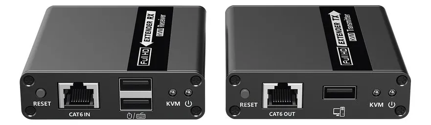 Kit extensor KVM (HDMI y USB) | 40m 4k@30Hz 40m | 1080P@60Hz | Cat 6, 6a y 7 | CERO LATENCIA | HDR | Salida Loop | Uso 24/7 | Salida de audio de 3.5mm | Transmite el Video y Controla tu DVR vía USB a distancia.