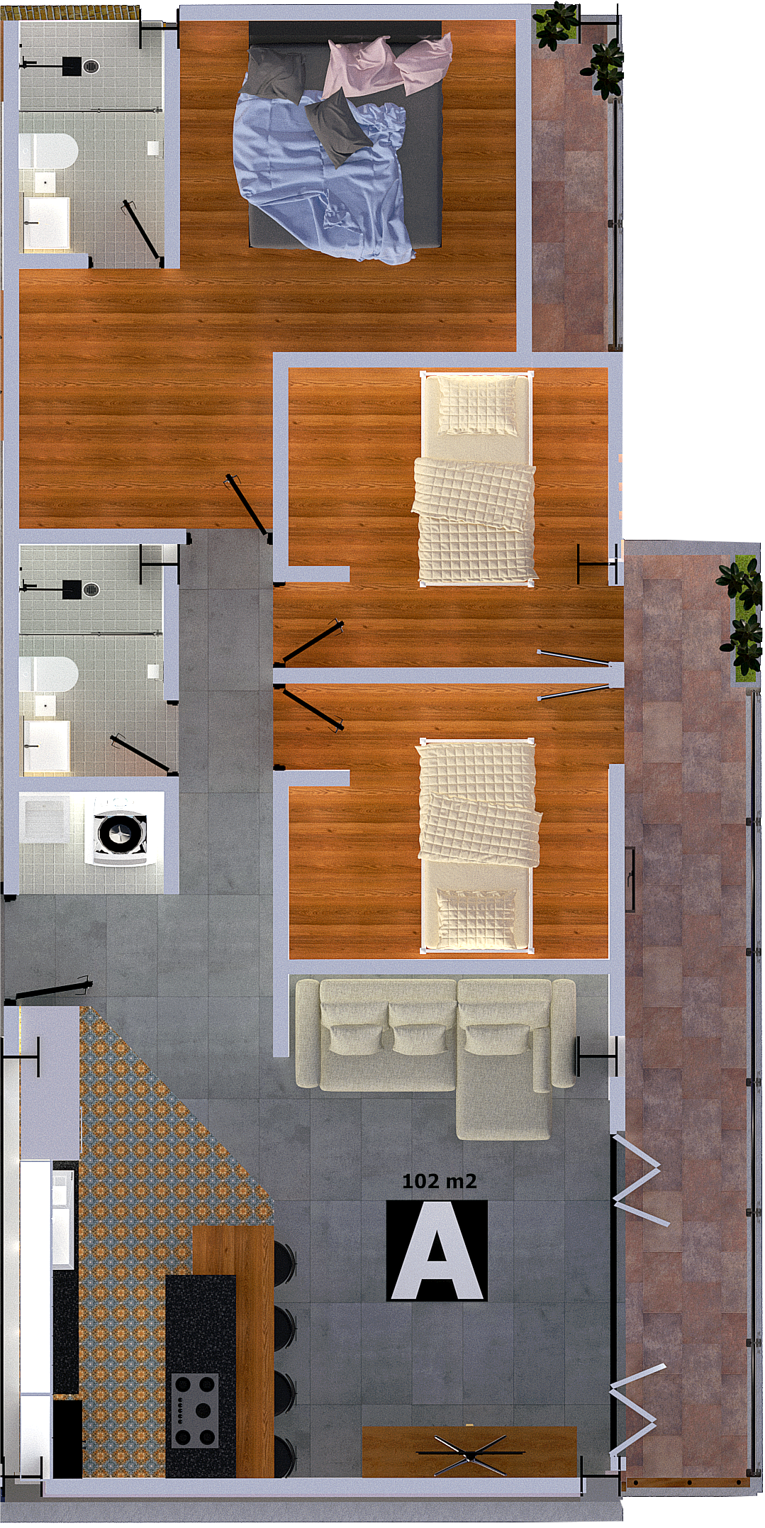 Separar Apartamento 102.00 m² - Modelo A