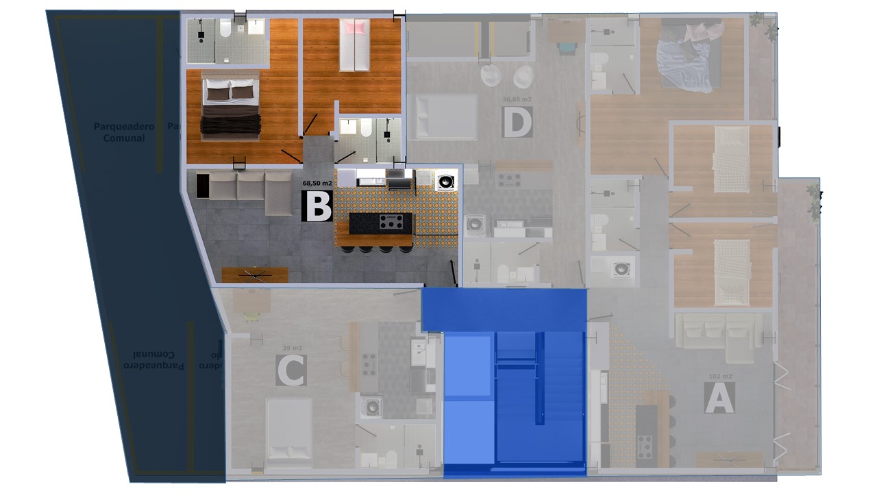 Separar Apartamento - 68.50 m² - Modelo B