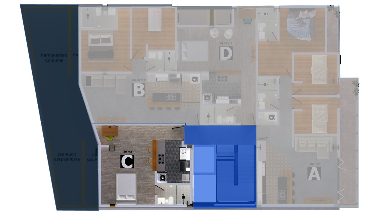 Separar Apartaestudio - 39.00 m² - Modelo C