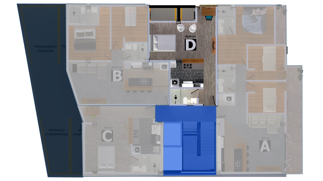 Separar Apartaestudio - 36.65 m² - Modelo D