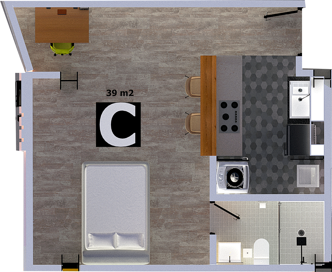 Separar Apartaestudio - 39.00 m² - Modelo C