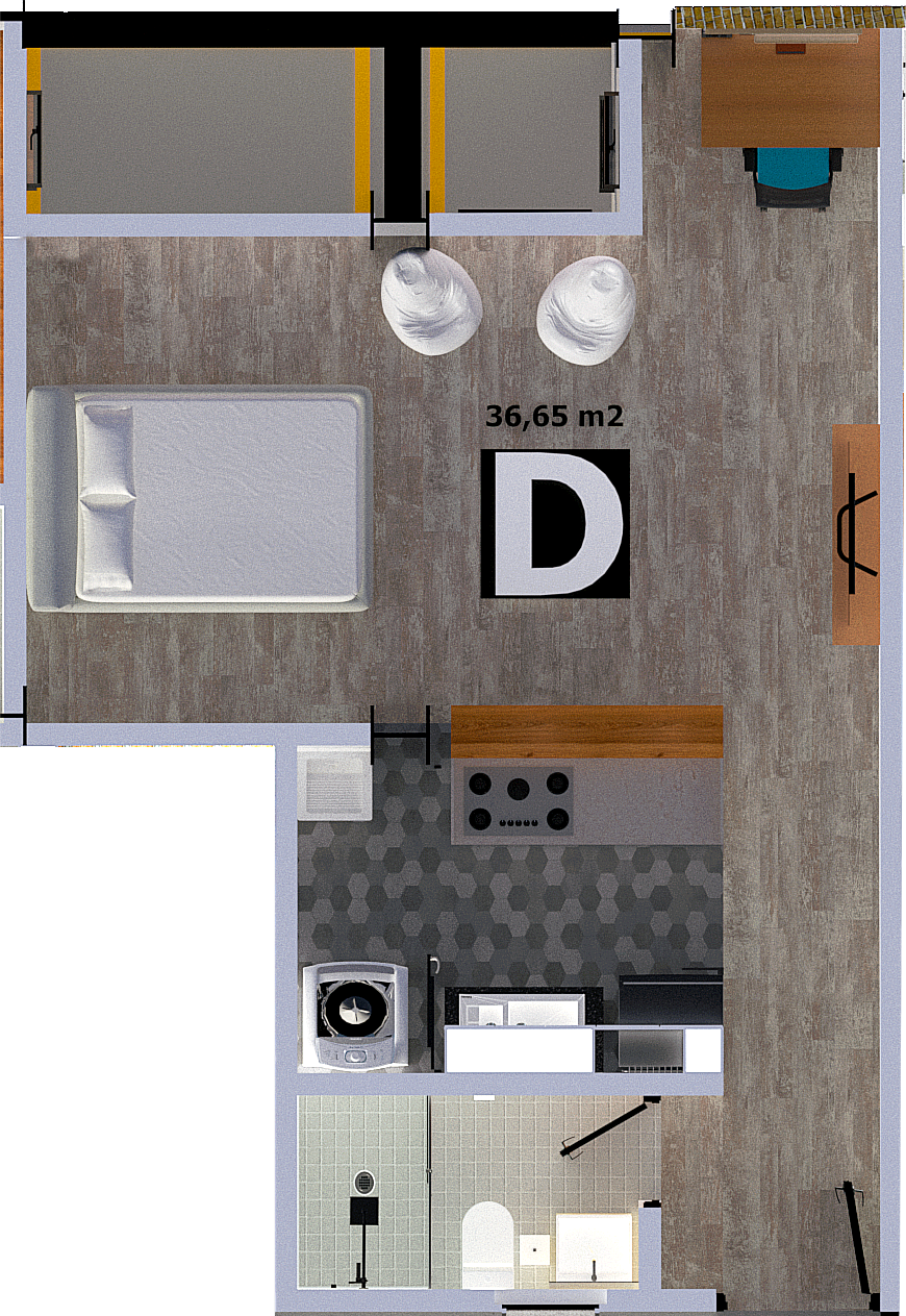Separar Apartaestudio - 36.65 m² - Modelo D