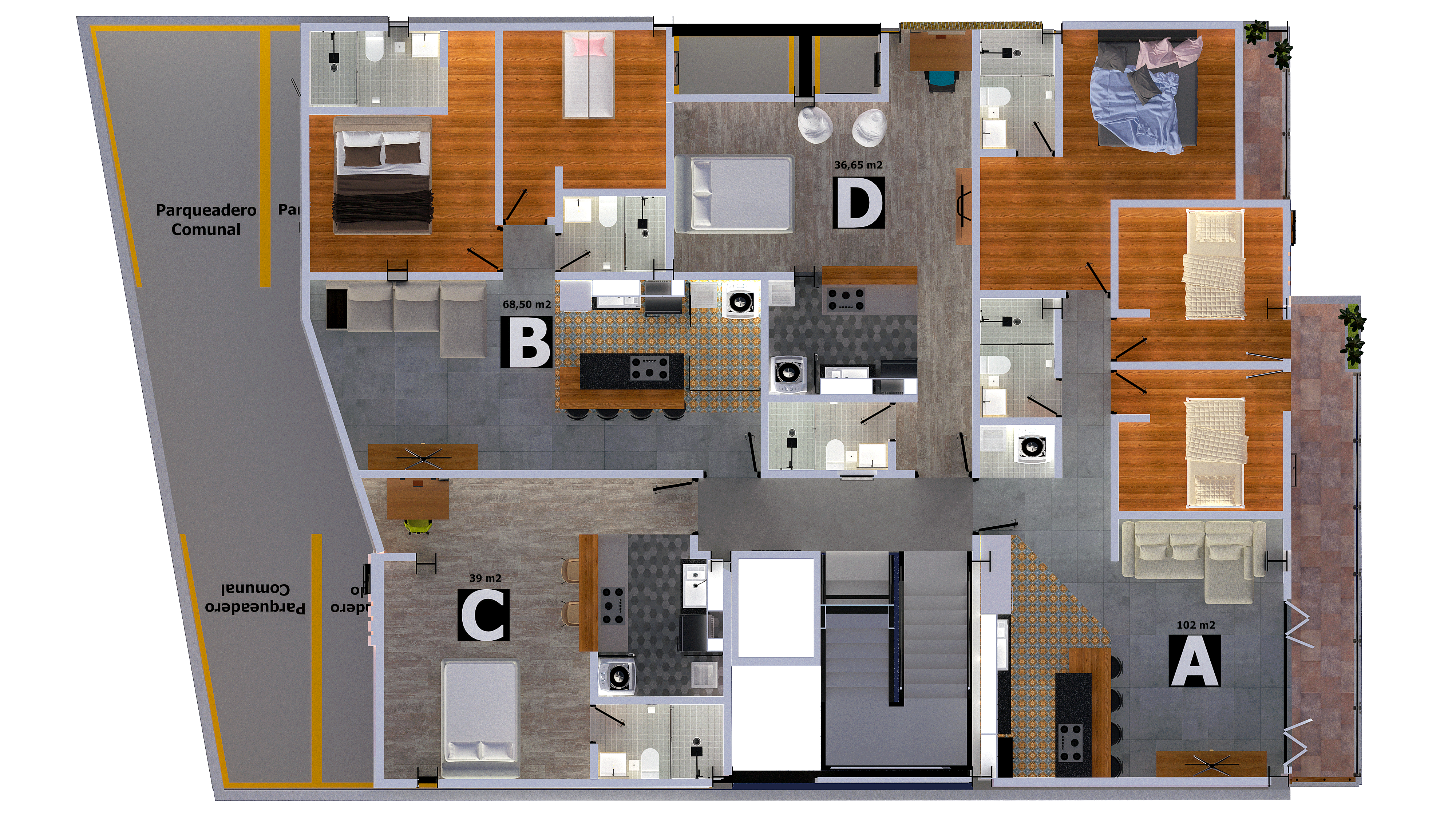 Separar Apartaestudio - 36.65 m² - Modelo D
