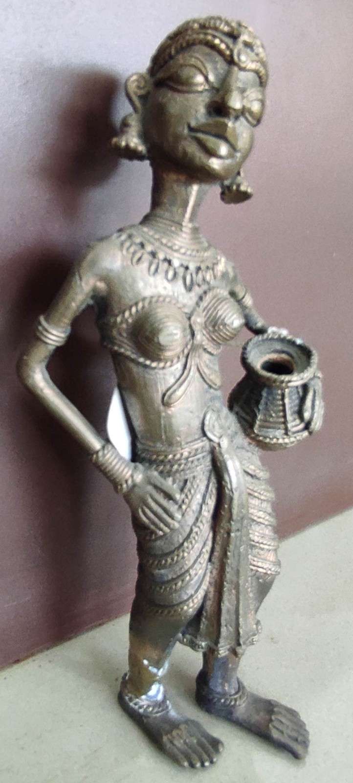 Brass Tribal Lady Sculpture