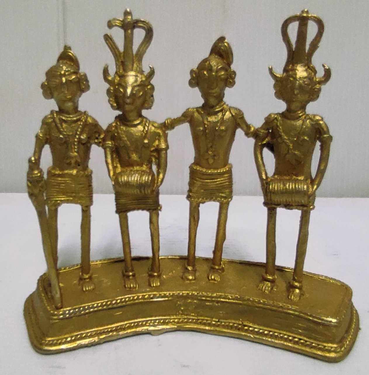 Handcrafted Brass Dancers Sculpture - Tribal Culture