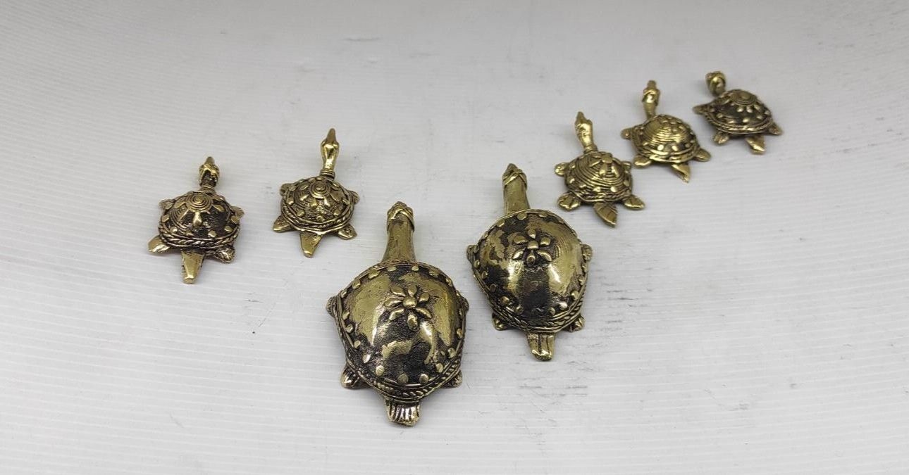 Handcrafted Brass Turtle Family Set