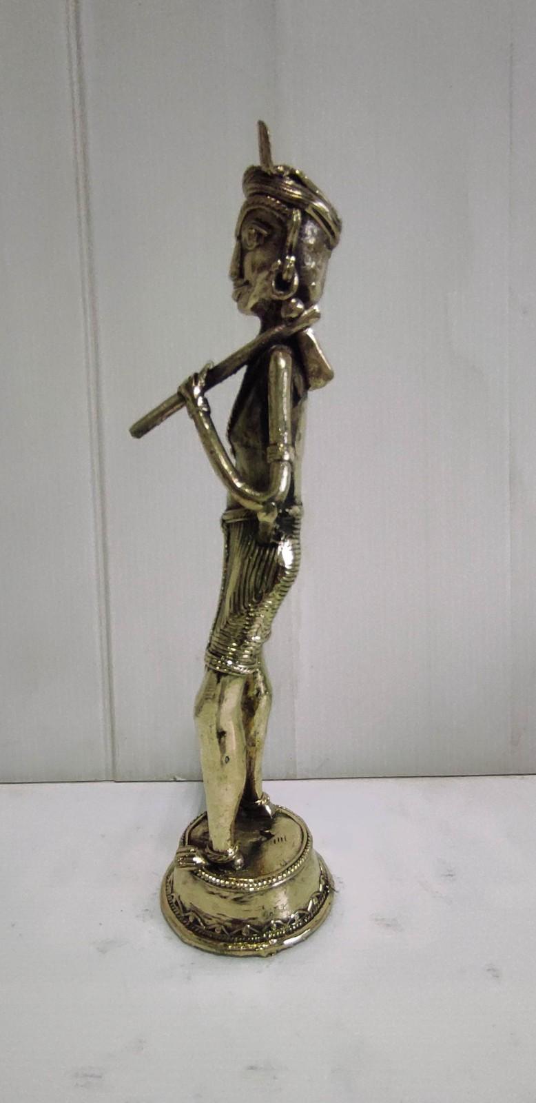  Handcrafted Brass Statue Features a Tribal Farmer