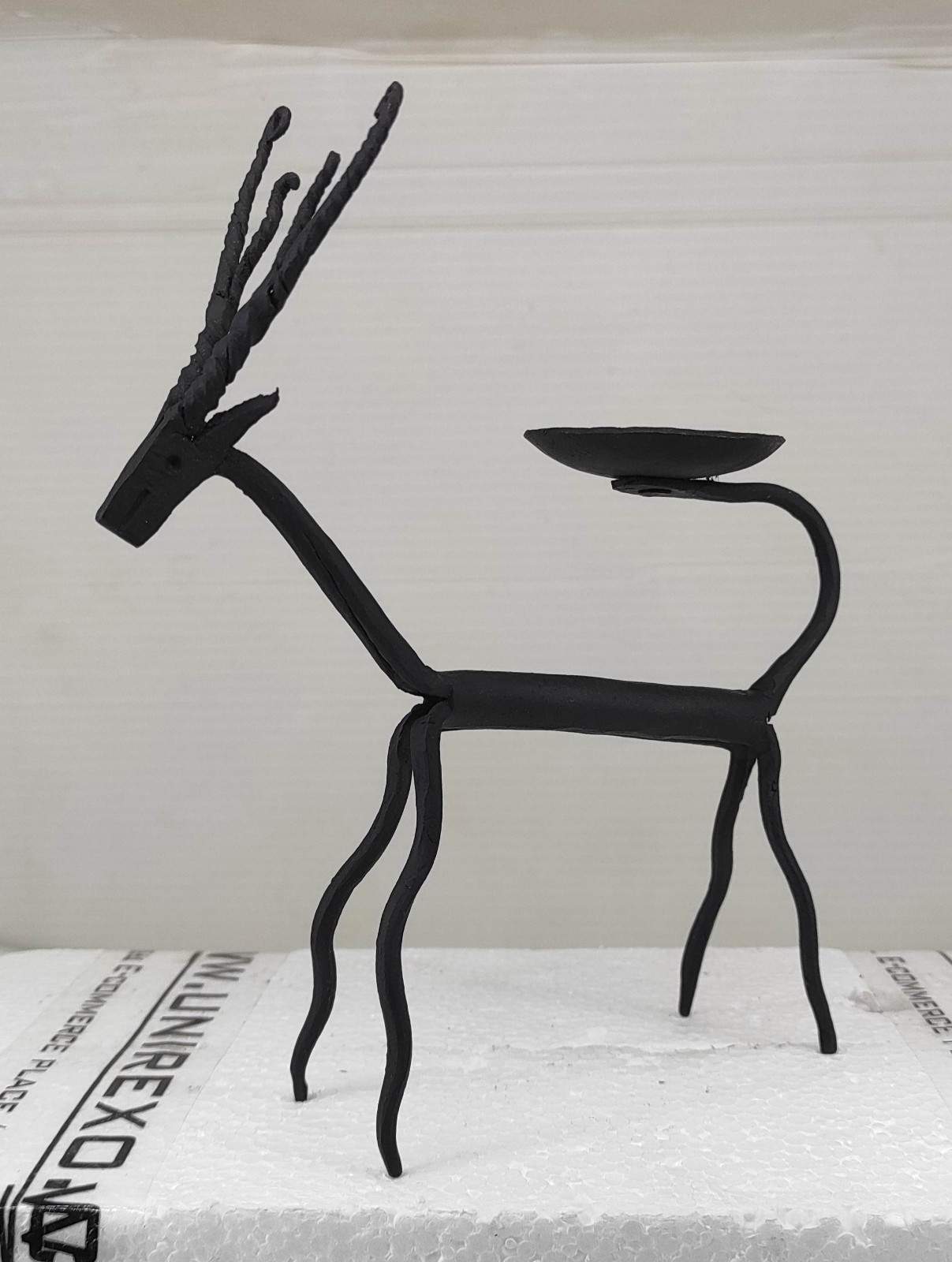 Handcrafted Iron Deer with Oil Lamps - Set of 4 