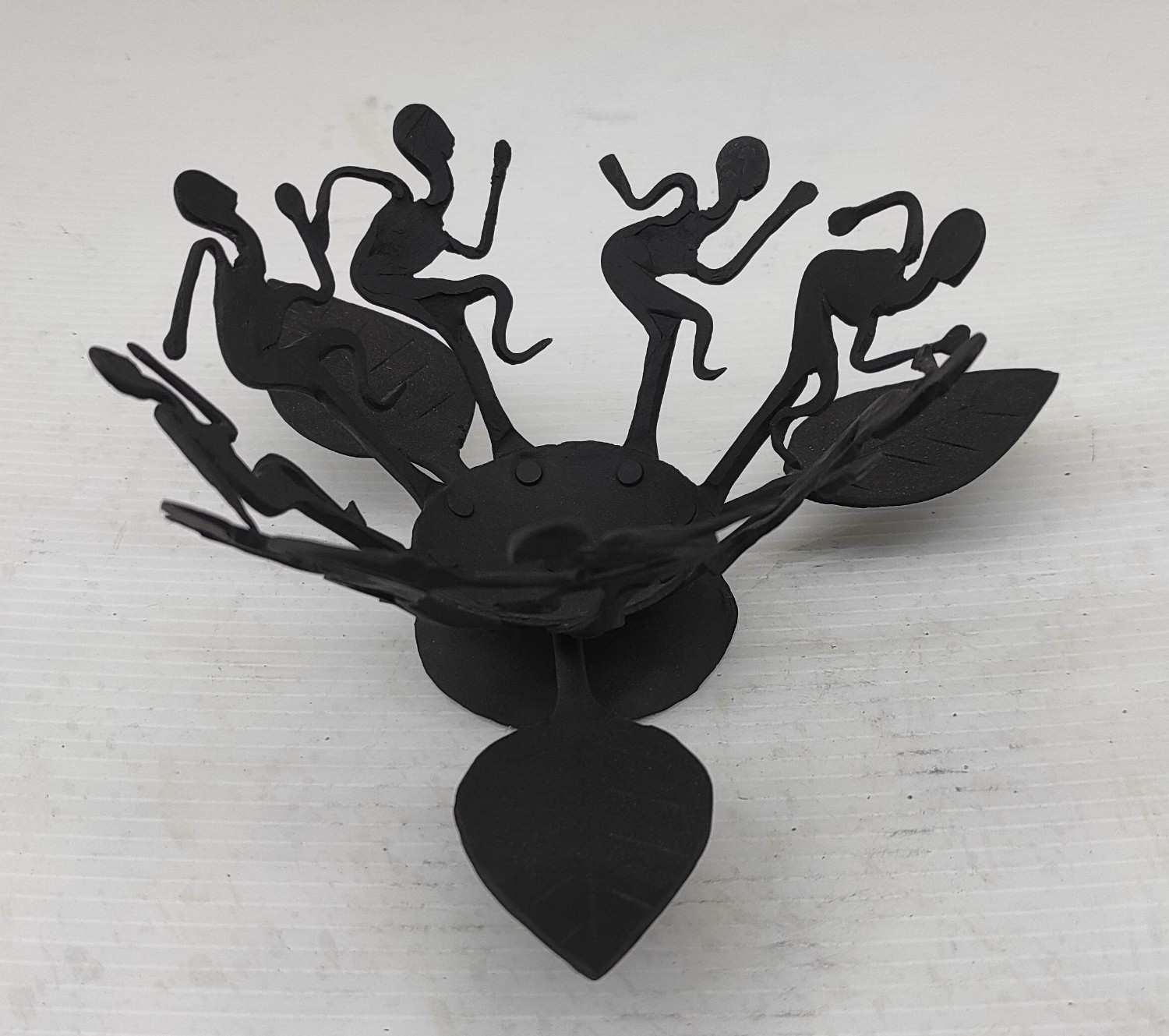 Handcrafted Iron Oil Lamp – Circular Dancer Design
